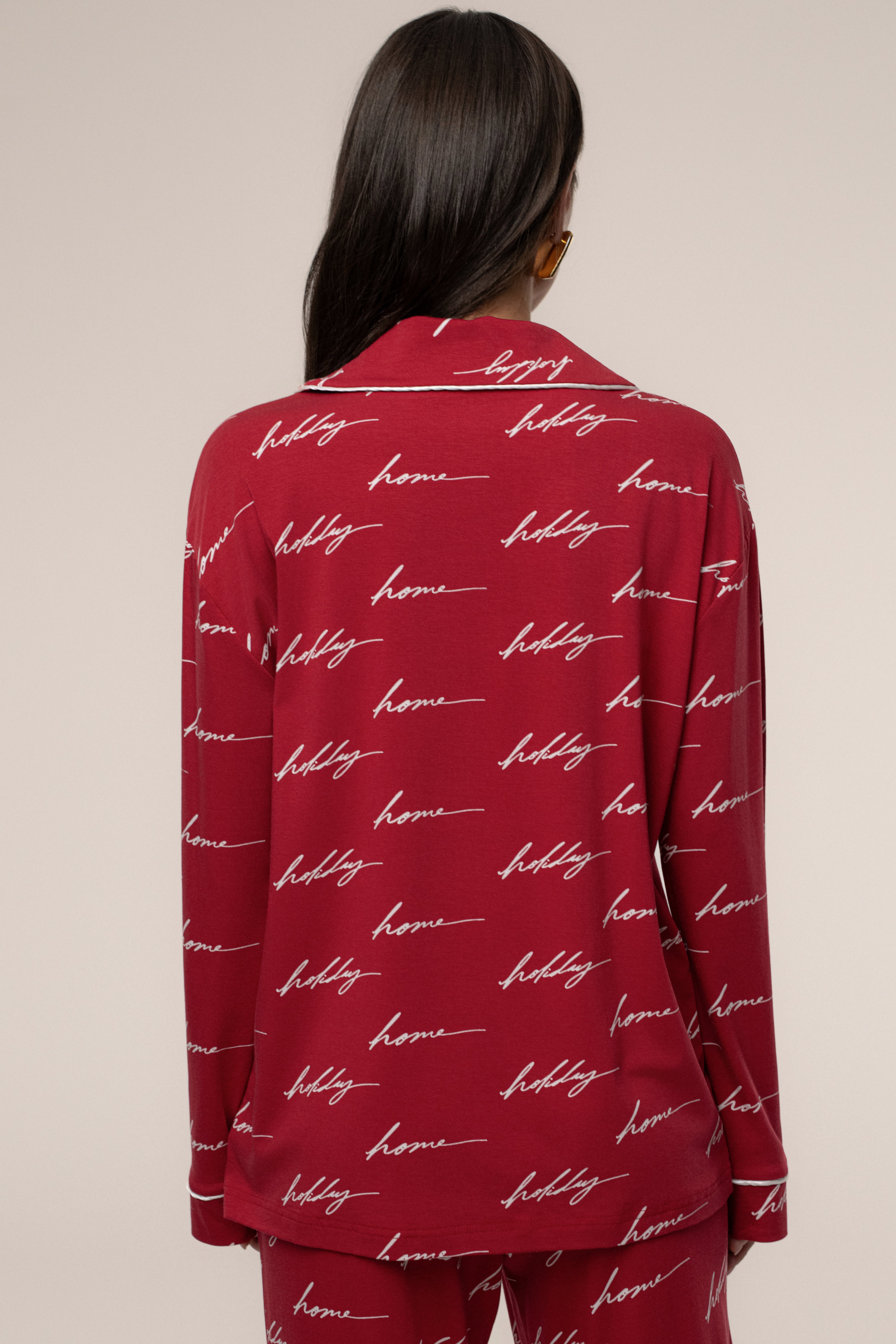 Merry Red Home For The Holidays Adult Pajama Set - JLUXLABEL