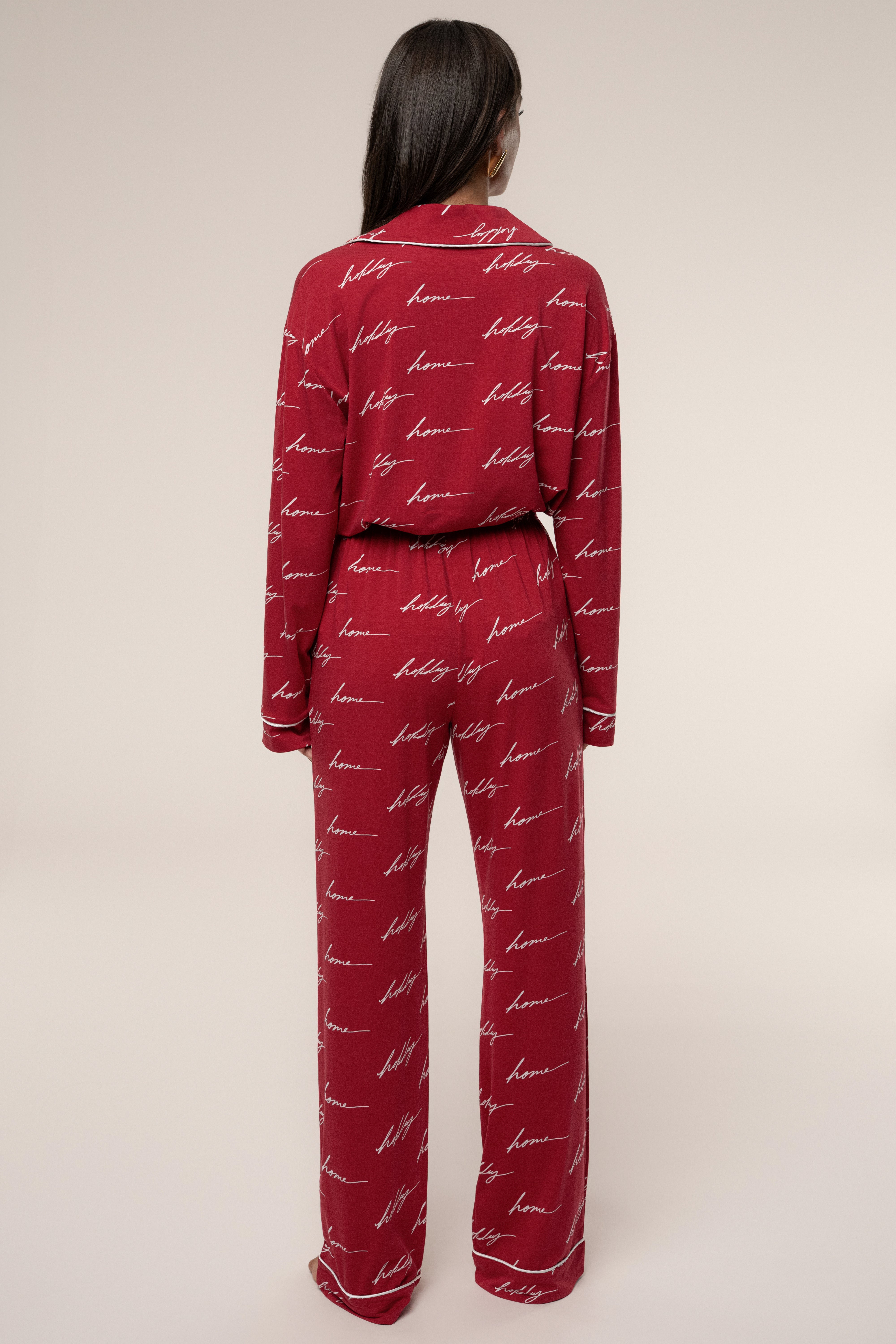 Merry Red Home For The Holidays Adult Pajama Set - JLUXLABEL