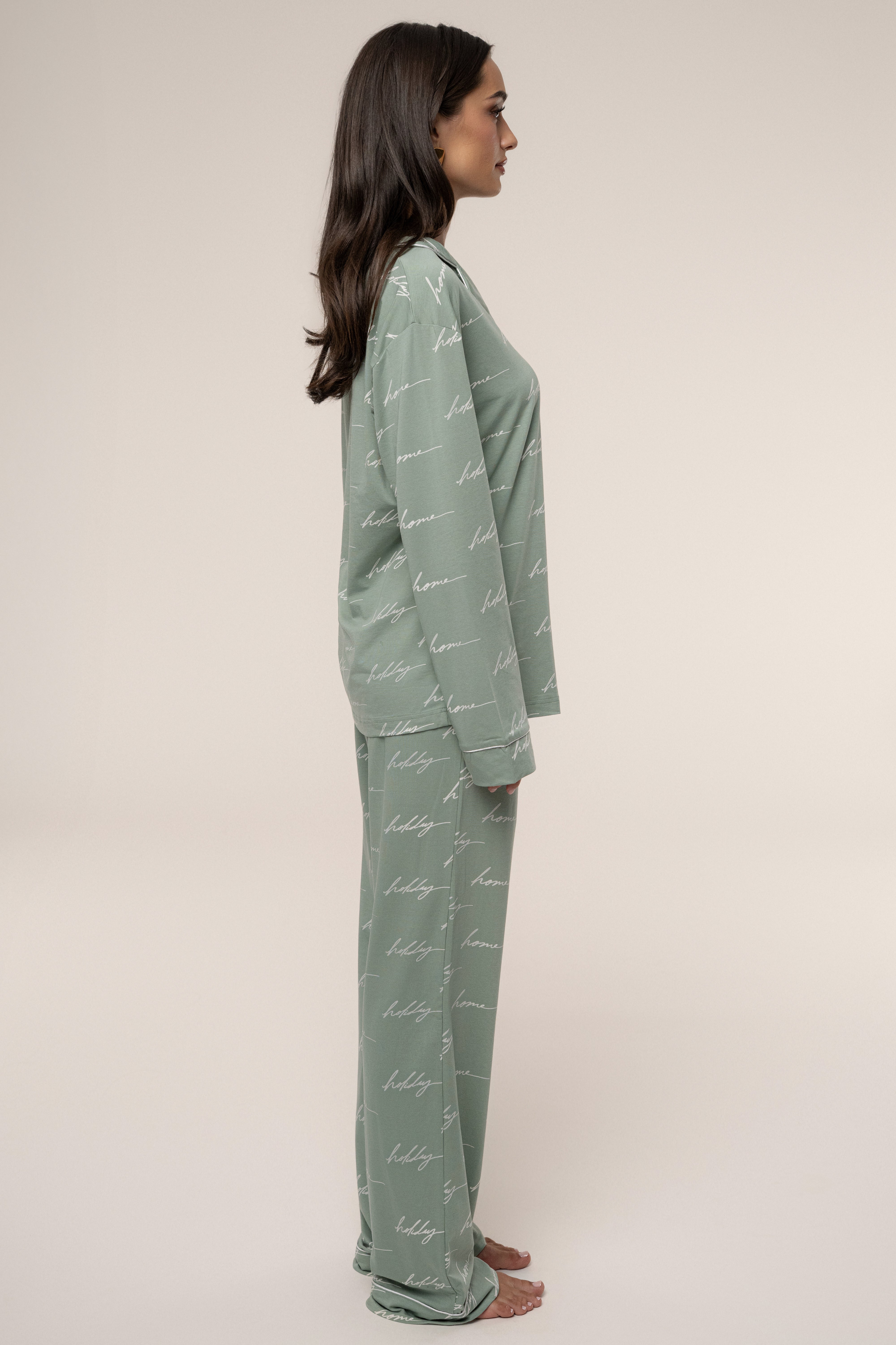 Sage Home For The Holidays Adult Pajama Set - JLUXLABEL