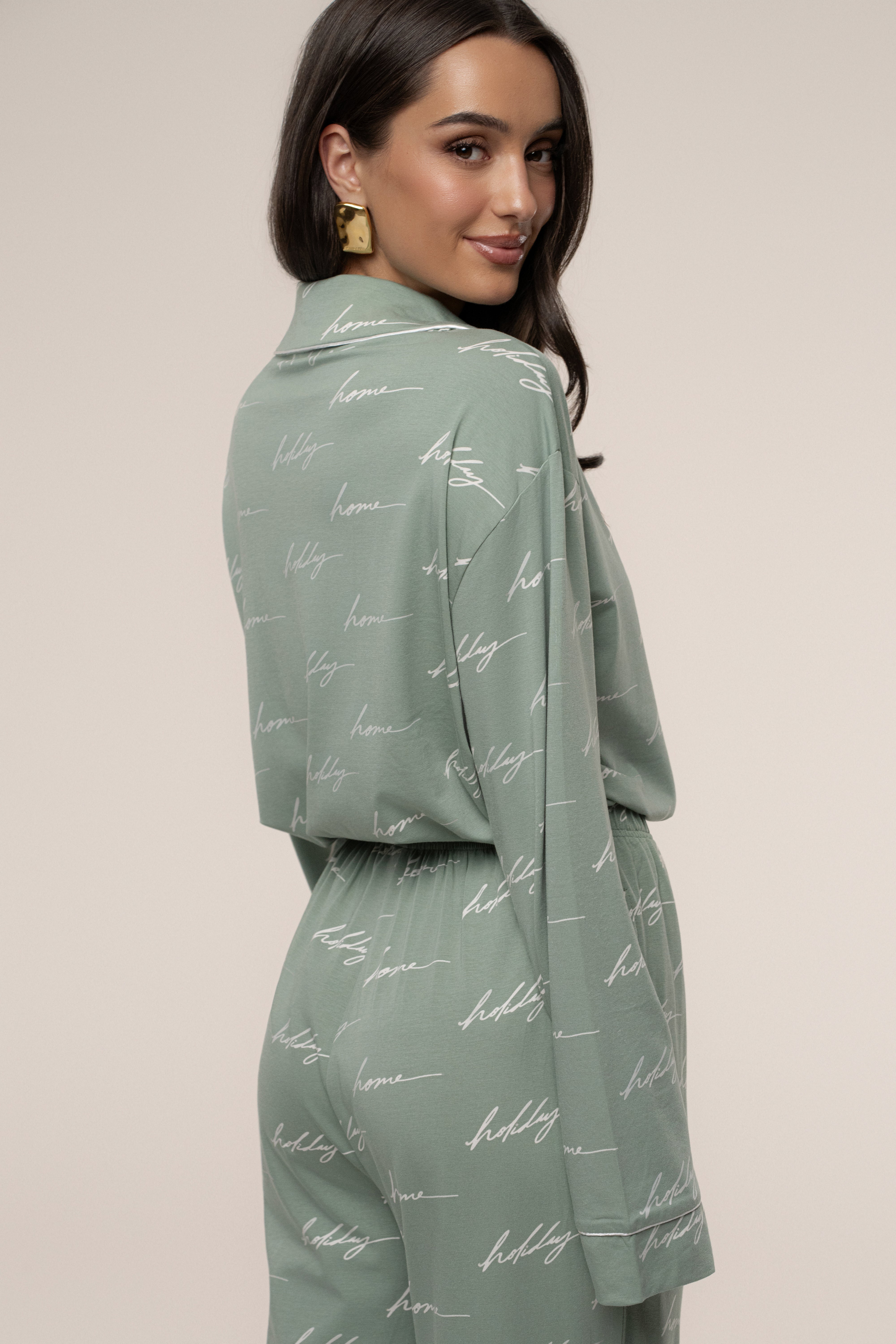 Sage Home For The Holidays Adult Pajama Set - JLUXLABEL