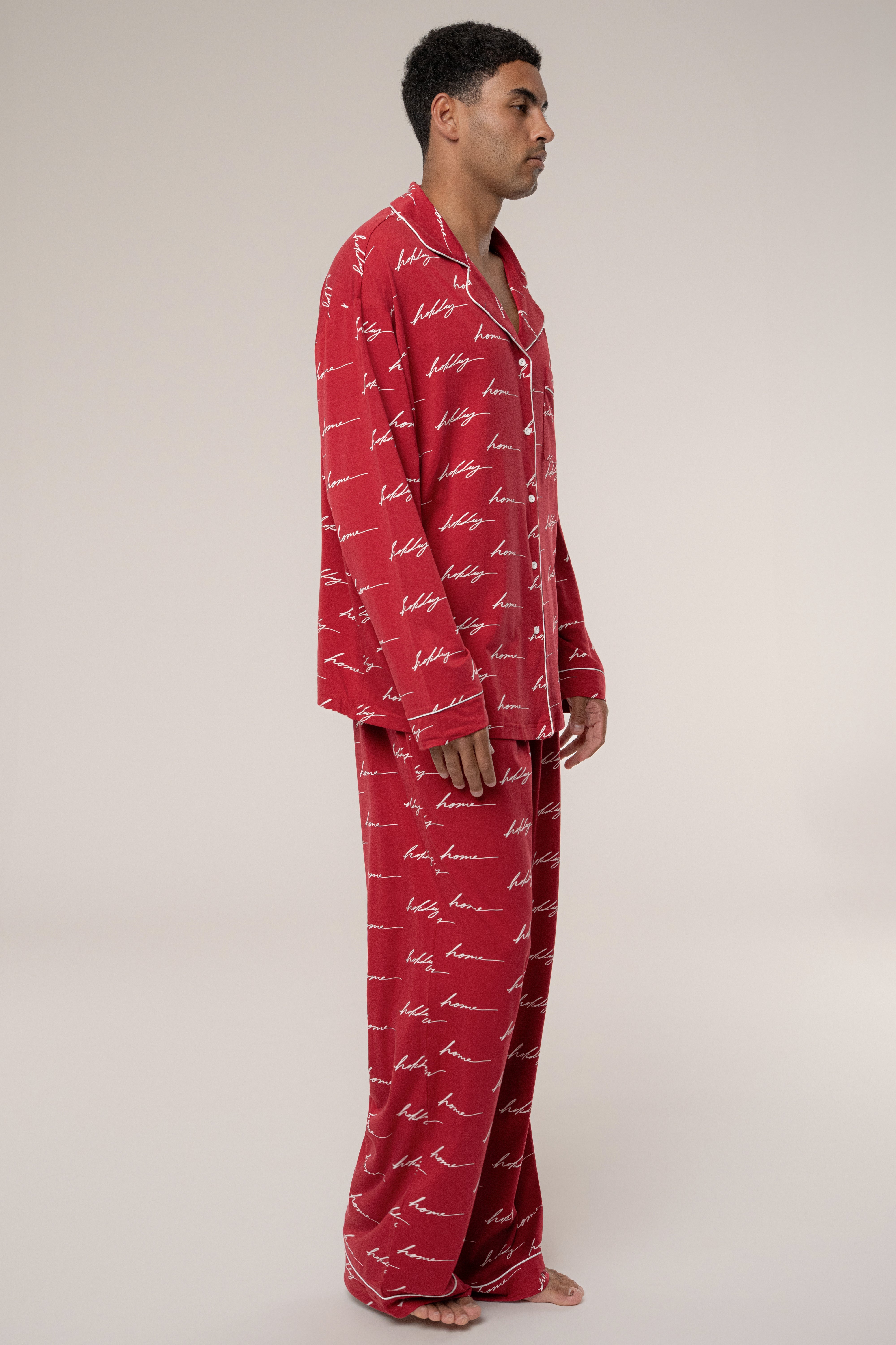 Merry Red Home For The Holidays Adult Pajama Set - JLUXLABEL
