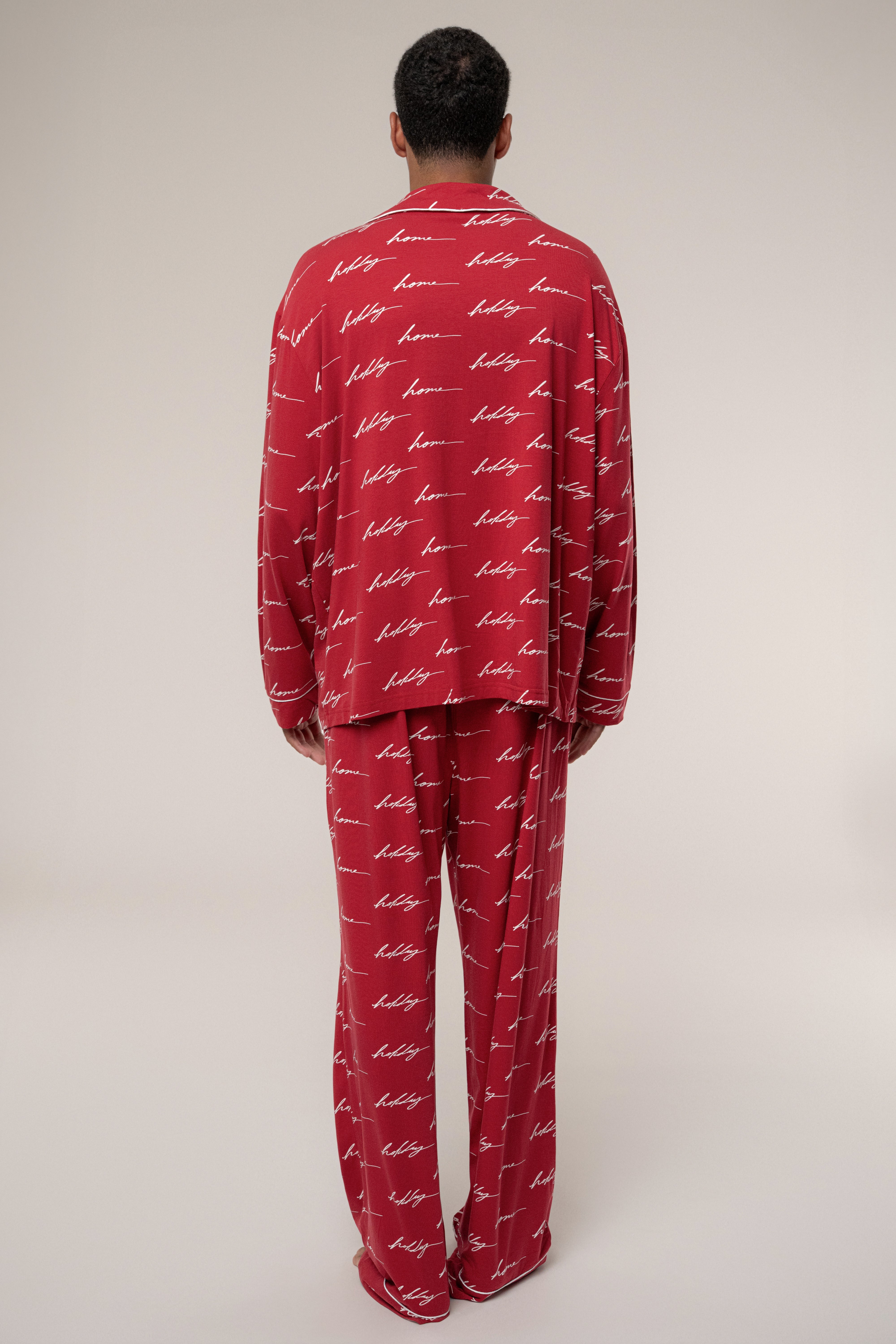 Merry Red Home For The Holidays Adult Pajama Set - JLUXLABEL