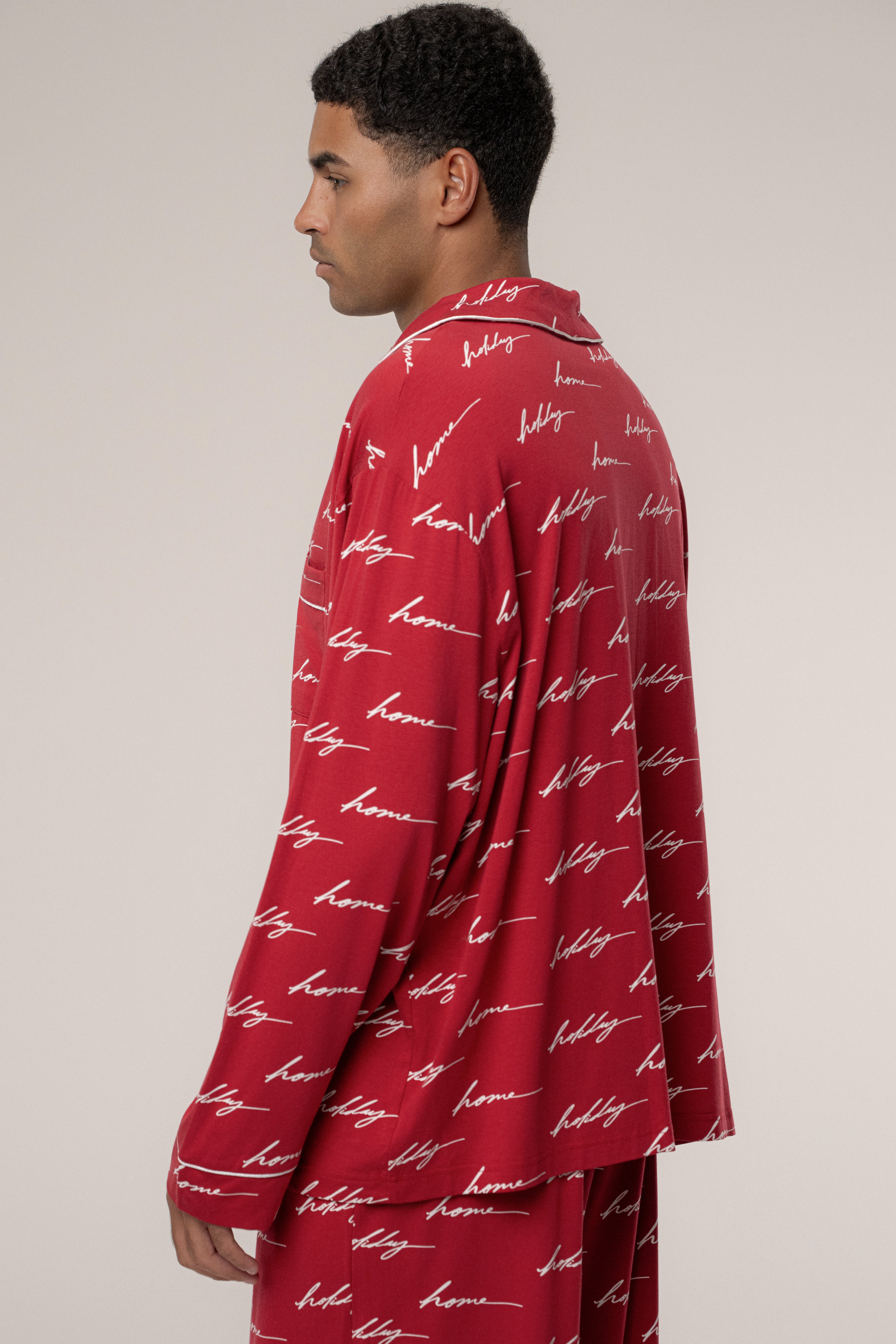 Merry Red Home For The Holidays Adult Pajama Set - JLUXLABEL