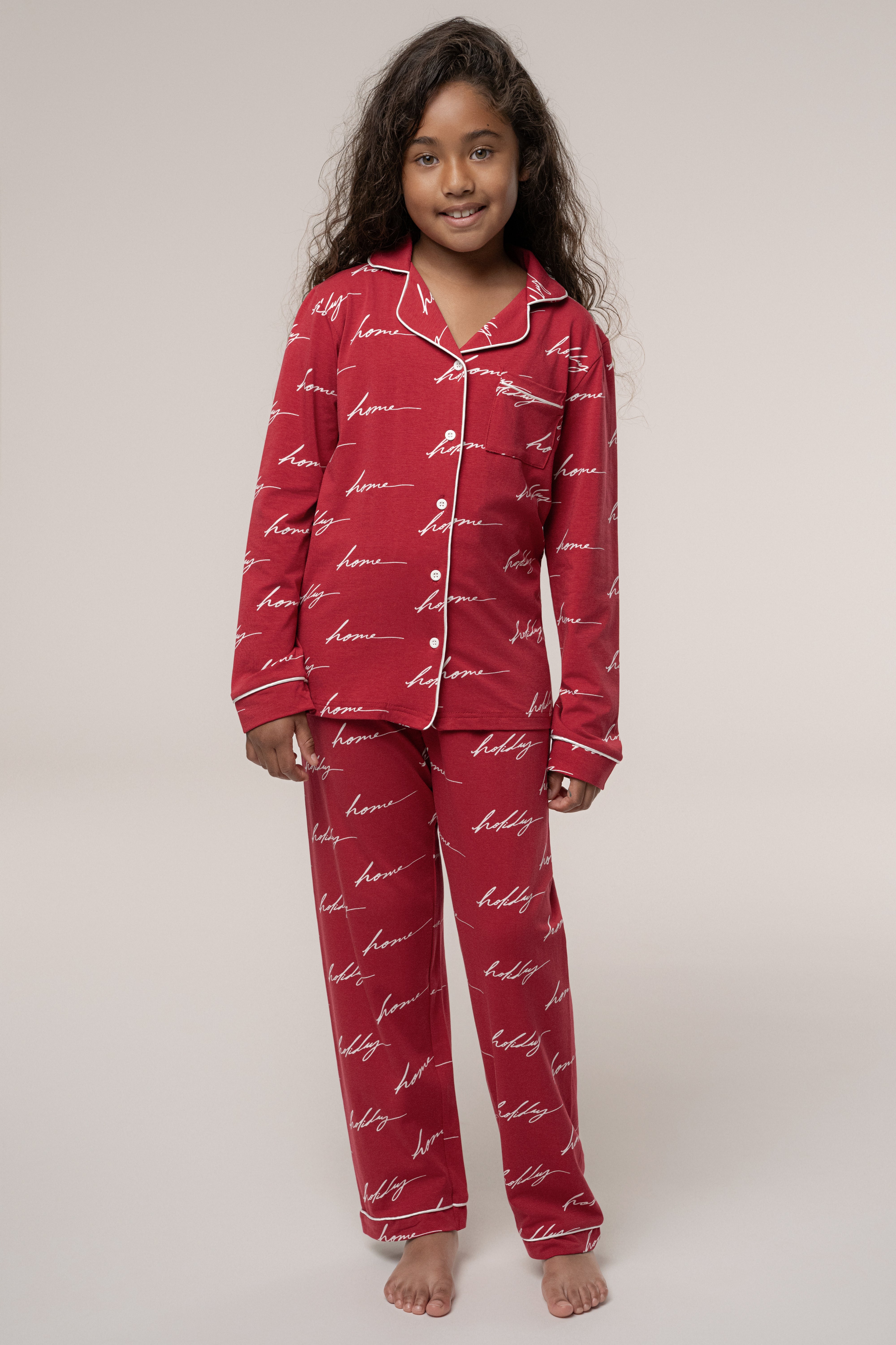 Merry Red Home For The Holidays Kids Pajama Set - JLUXLABEL