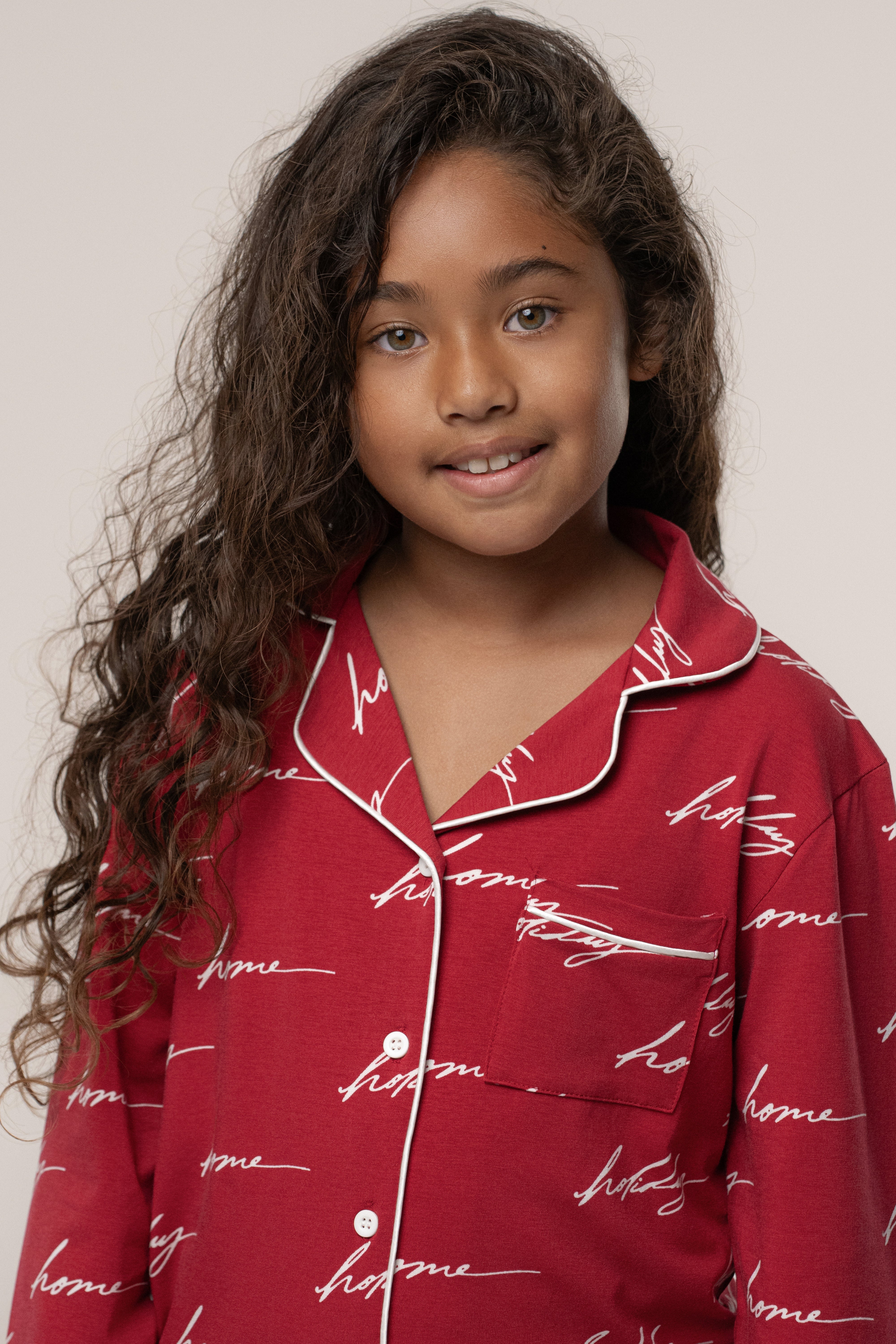 Merry Red Home For The Holidays Kids Pajama Set - JLUXLABEL