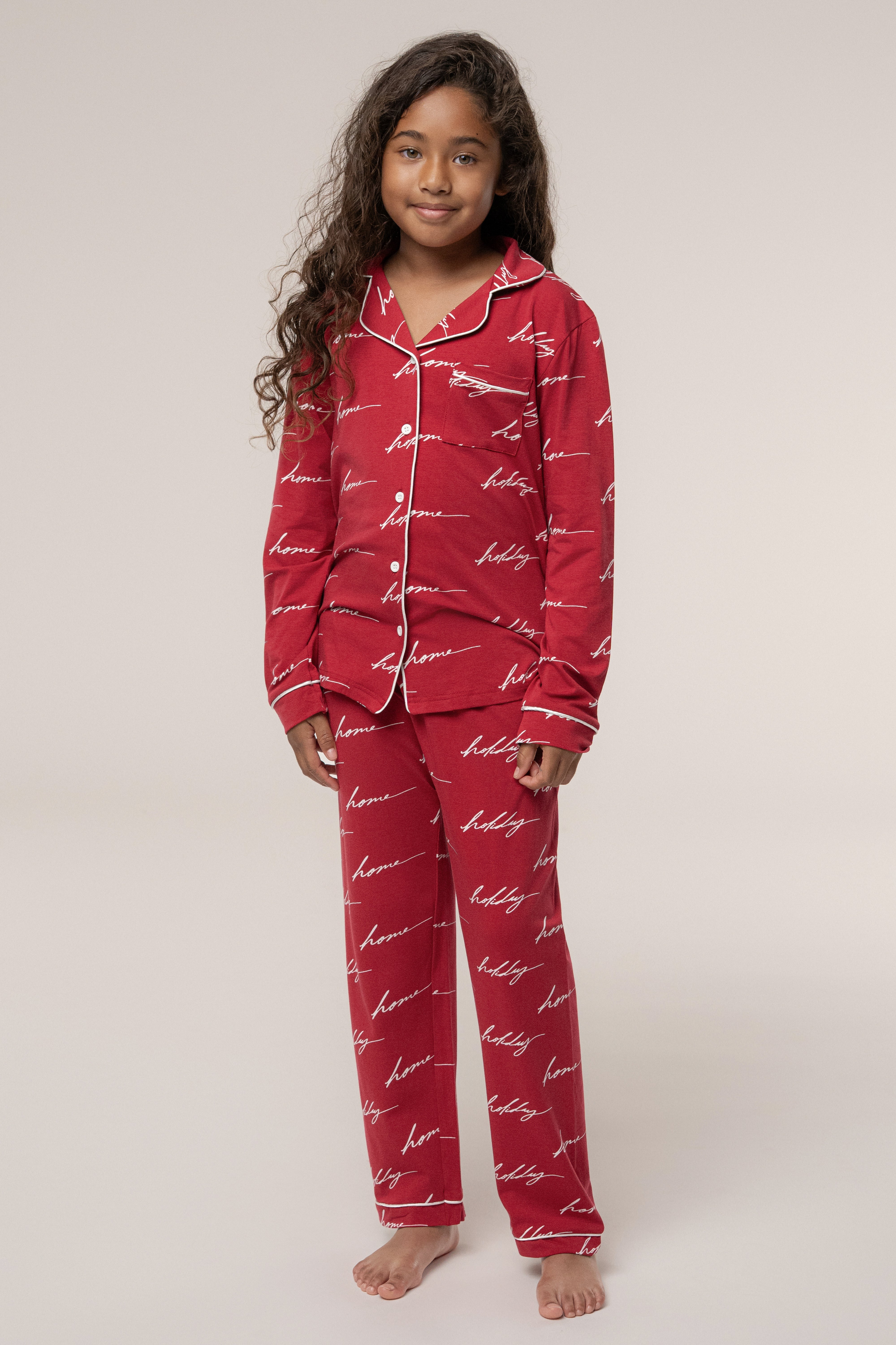 Merry Red Home For The Holidays Kids Pajama Set - JLUXLABEL