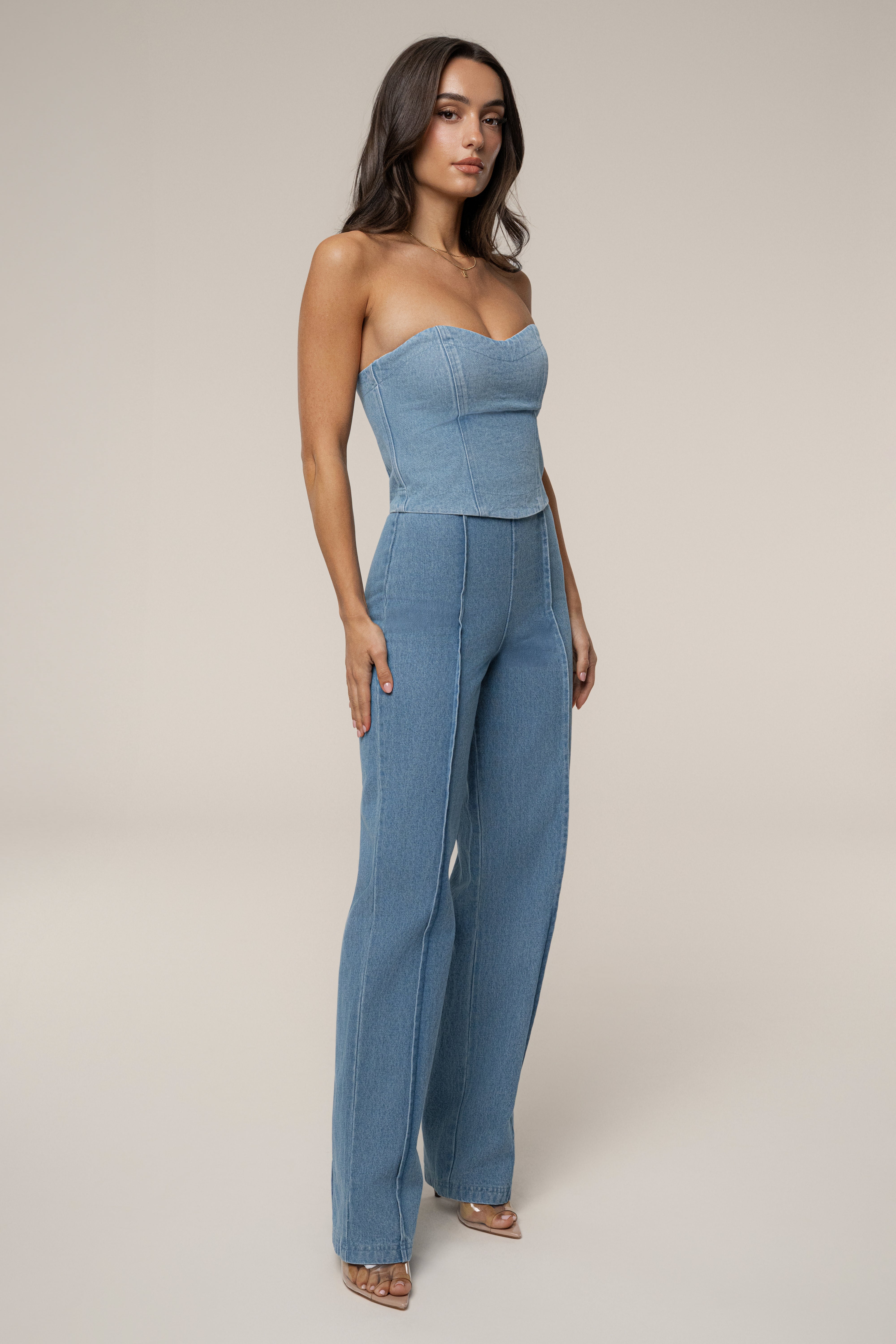 Medium Wash All You Need Denim Corset - JLUXLABEL