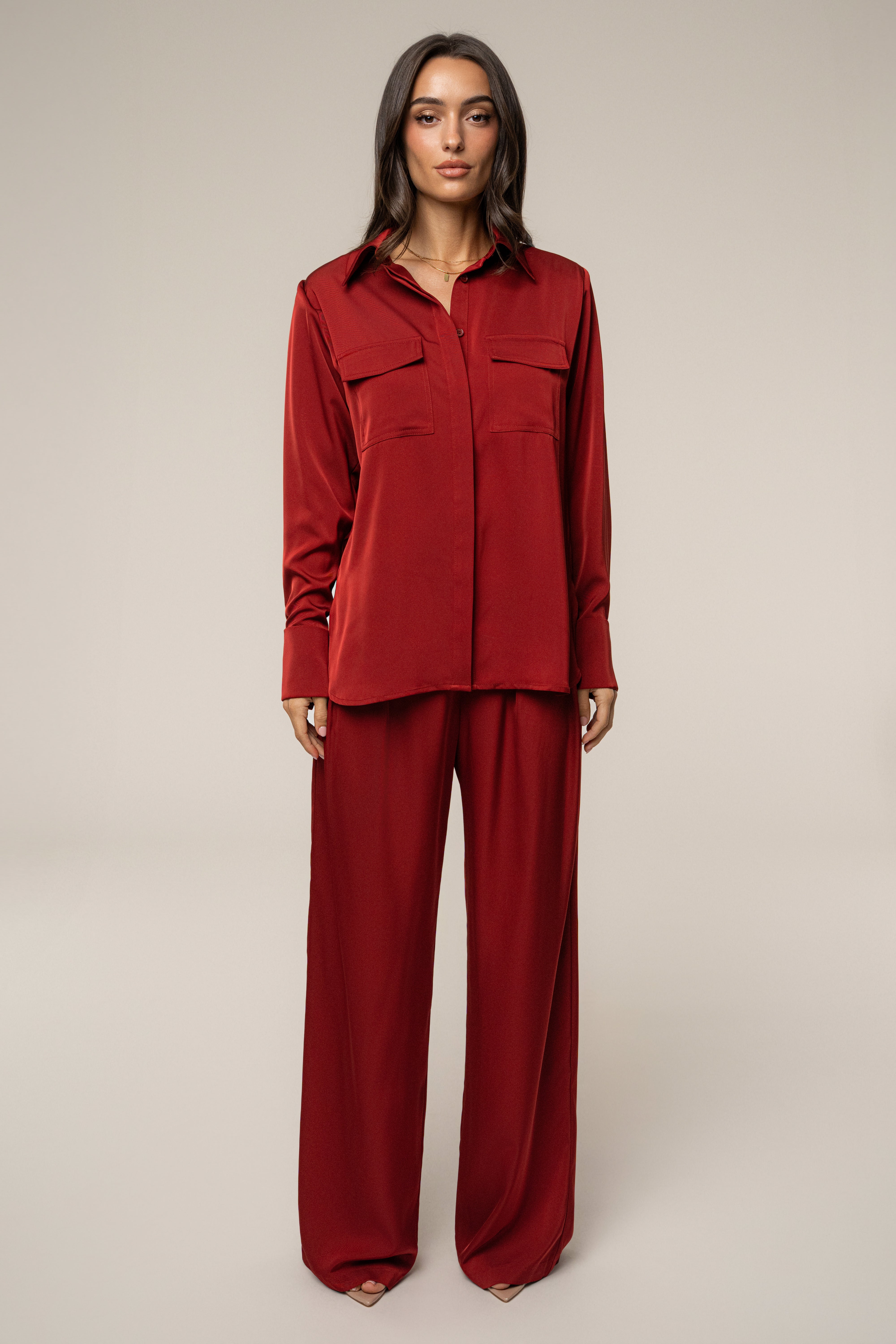 Burgundy Misty Button Up - JLUXLABEL