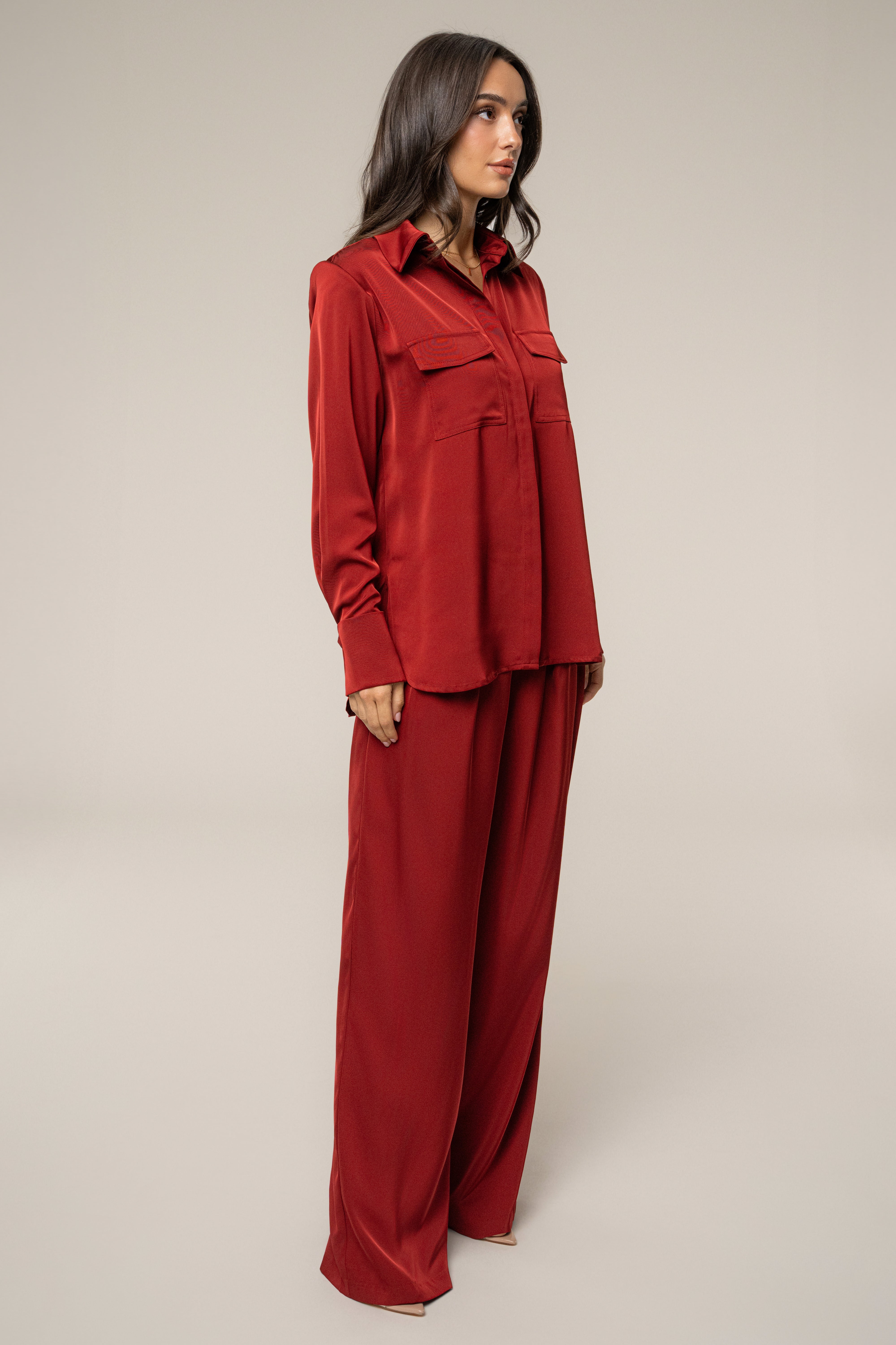 Burgundy Candice Trousers - JLUXLABEL