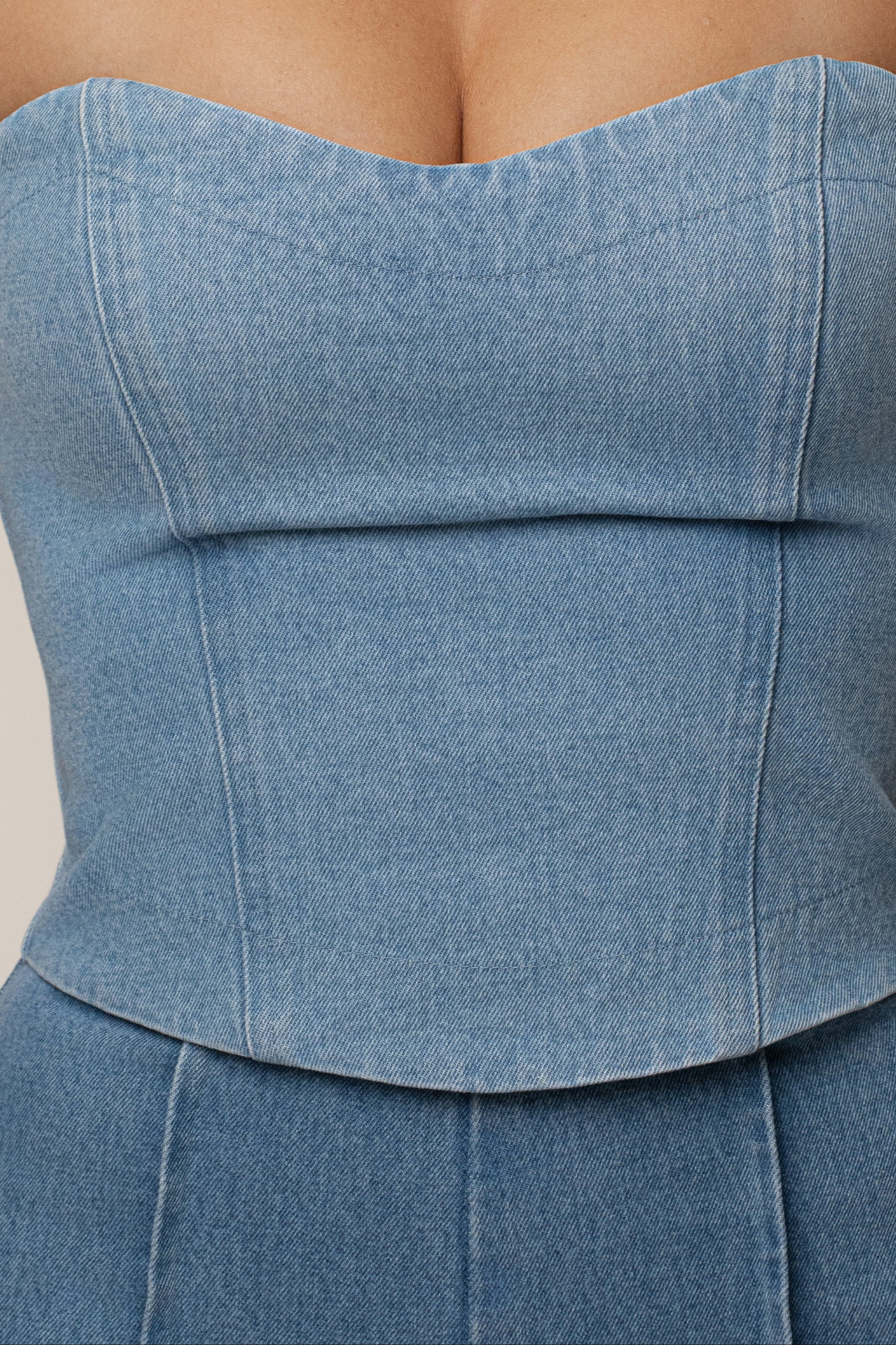 Medium Wash All You Need Denim Corset - JLUXLABEL