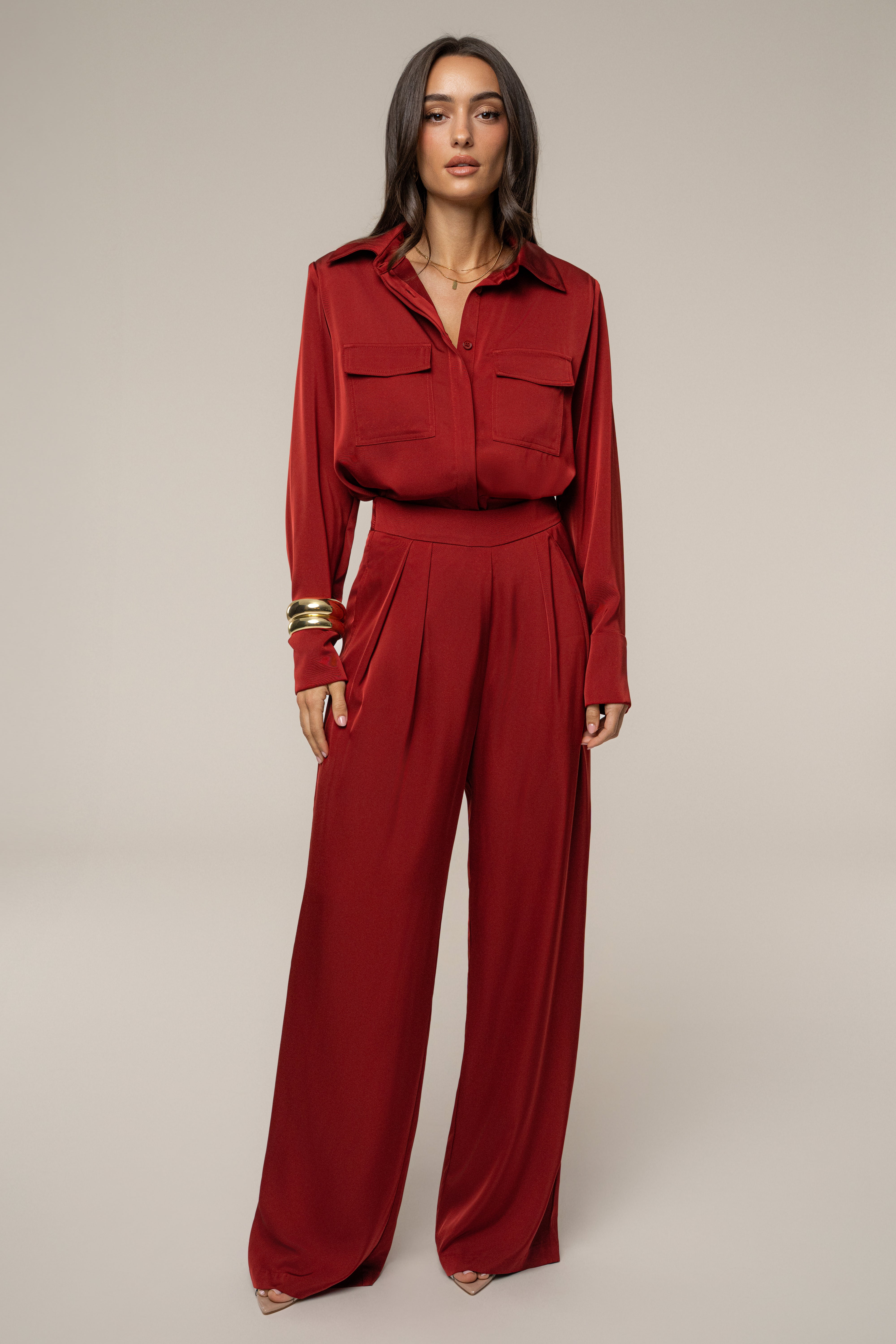 Burgundy Candice Trousers - JLUXLABEL