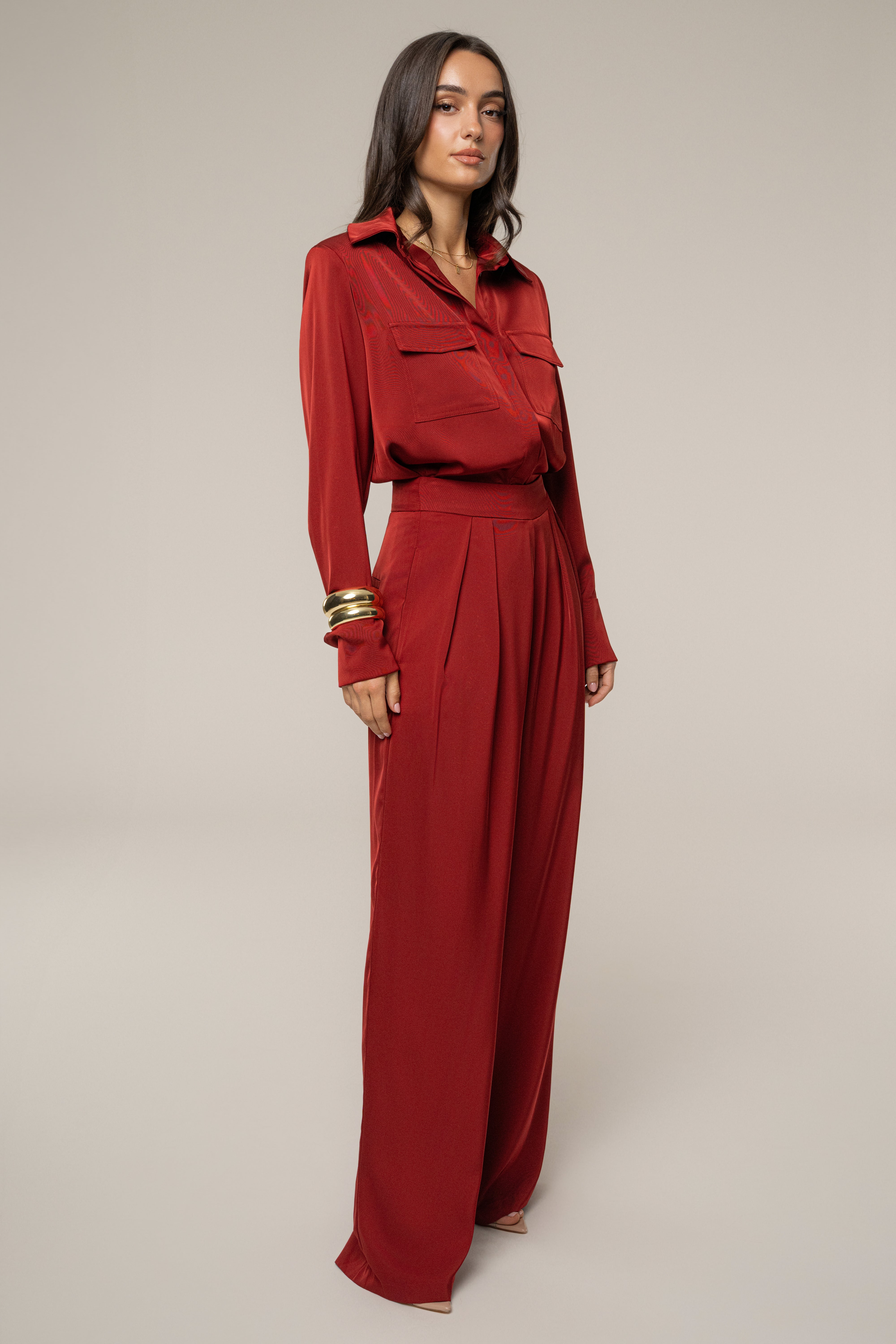 Burgundy Candice Trousers - JLUXLABEL