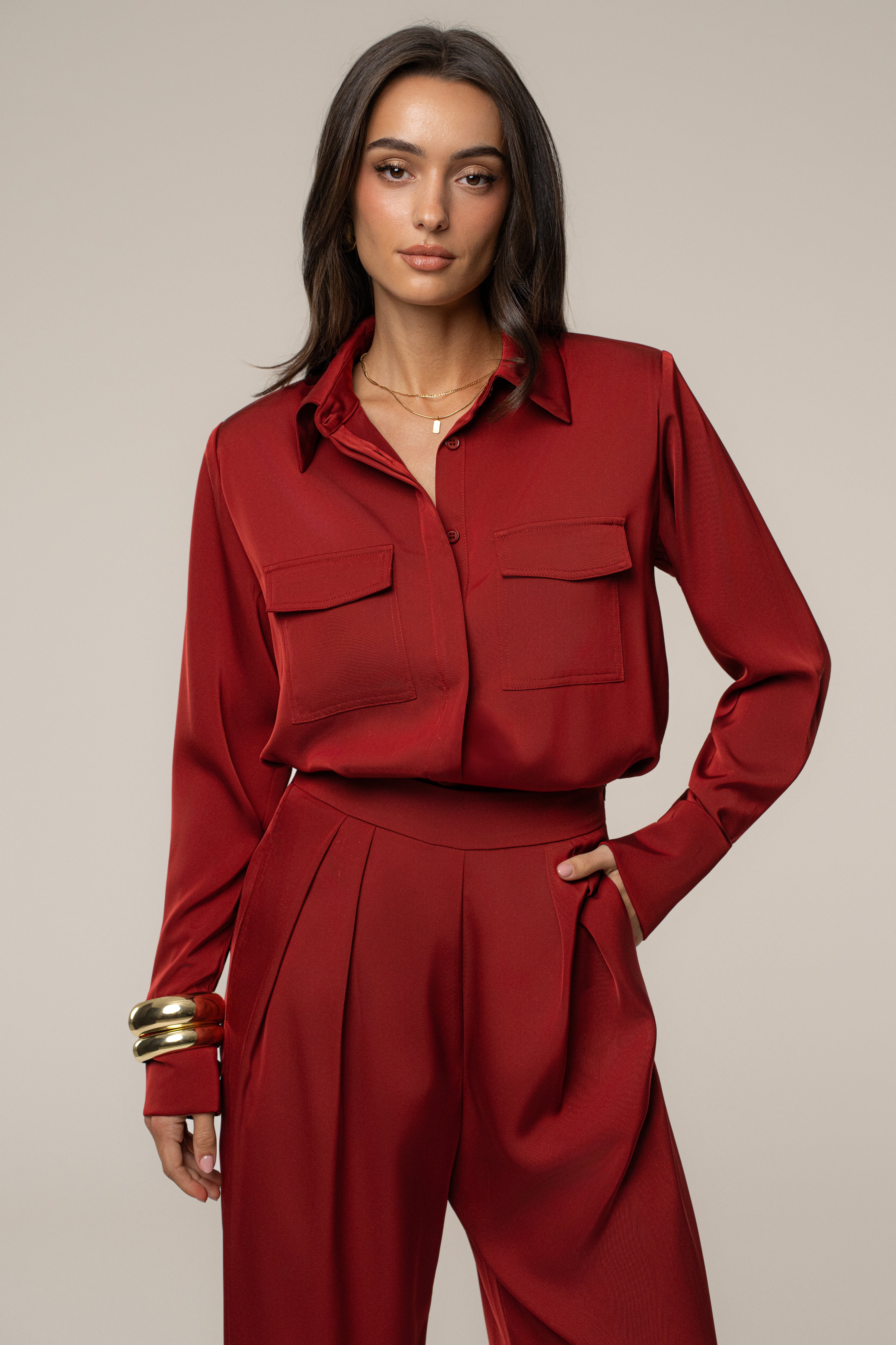 Burgundy Candice Trousers - JLUXLABEL