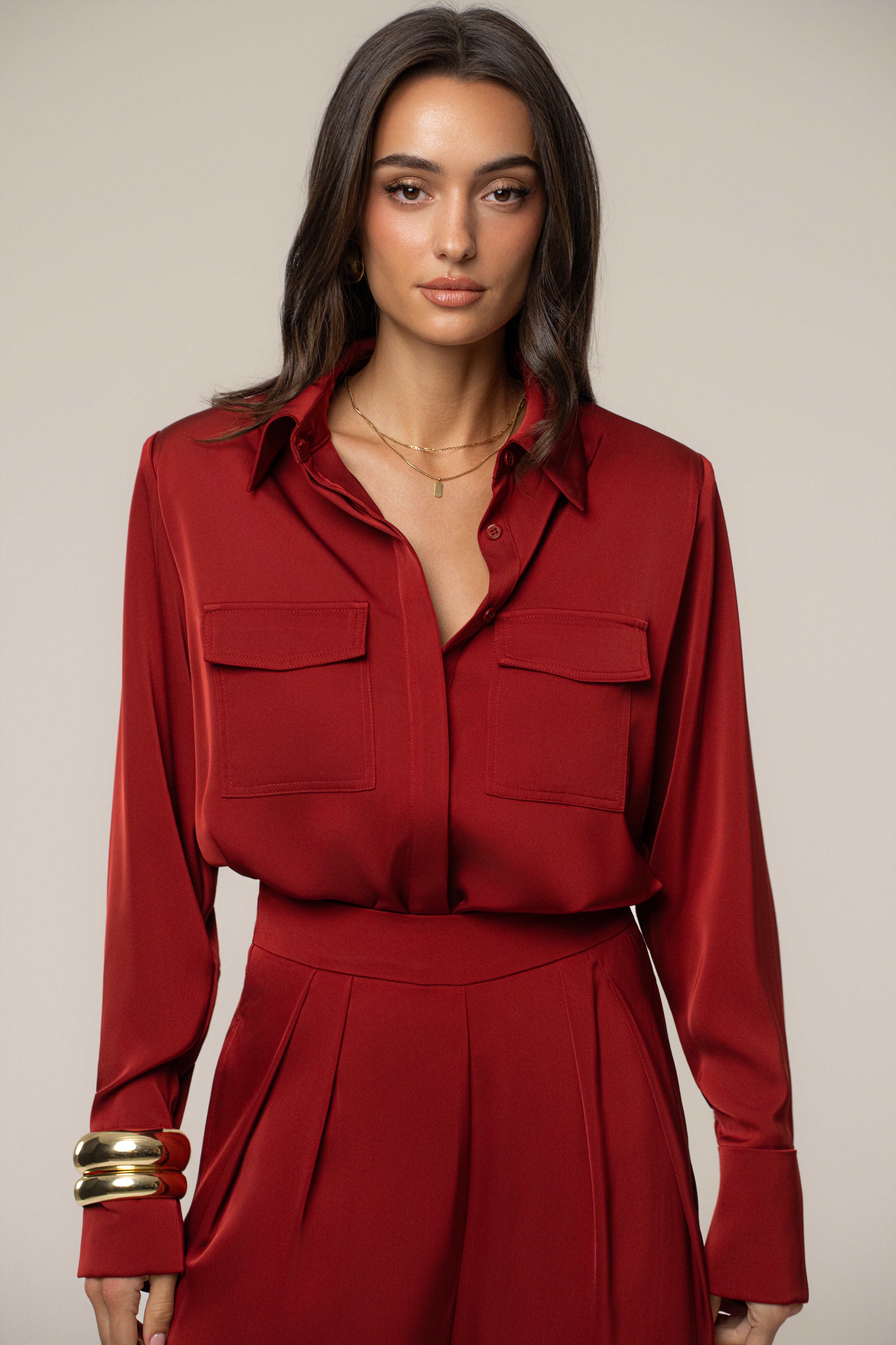 Burgundy Misty Button Up - JLUXLABEL