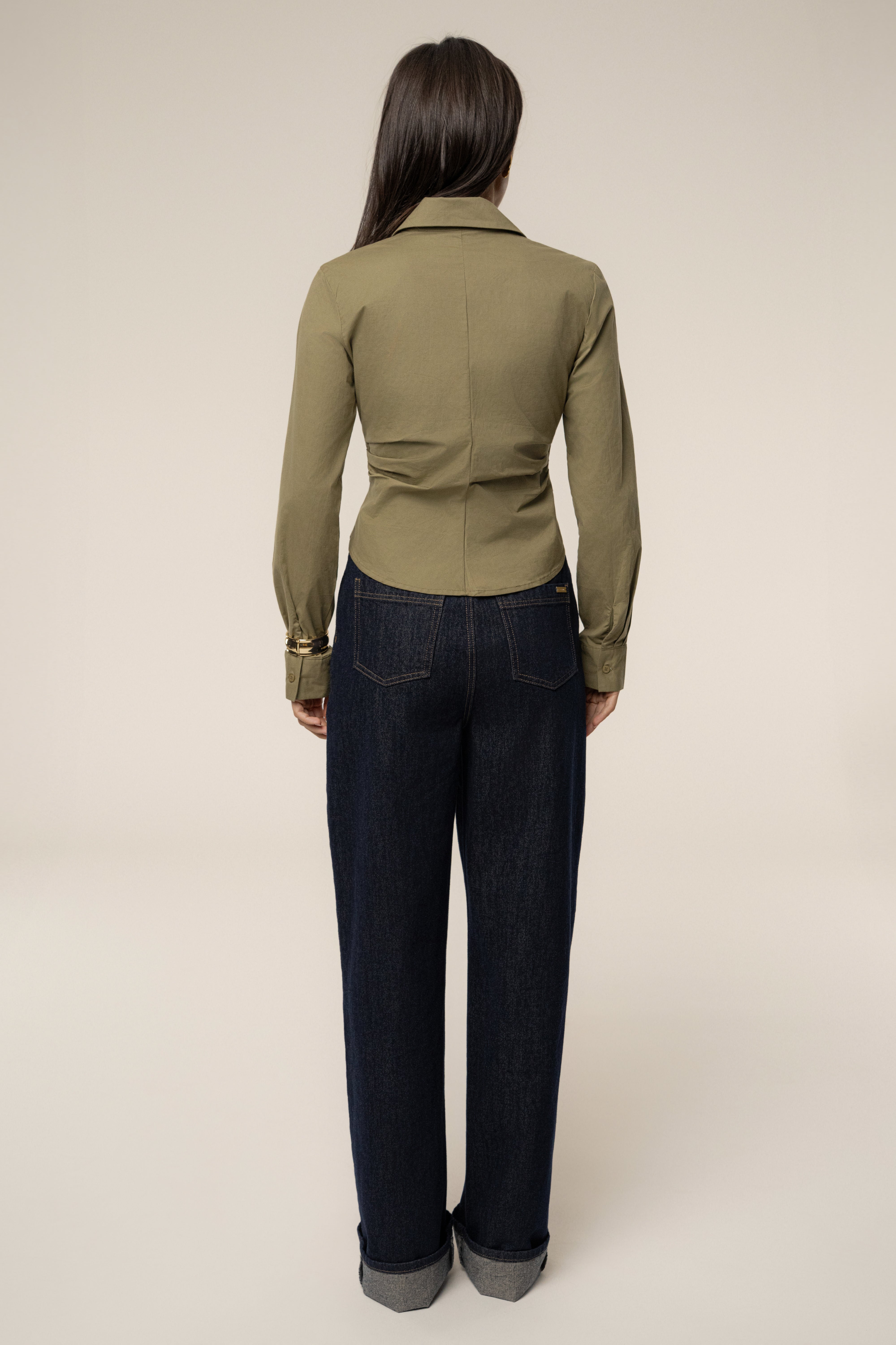 Olive Sculpt And Form Blouse - JLUXLABEL