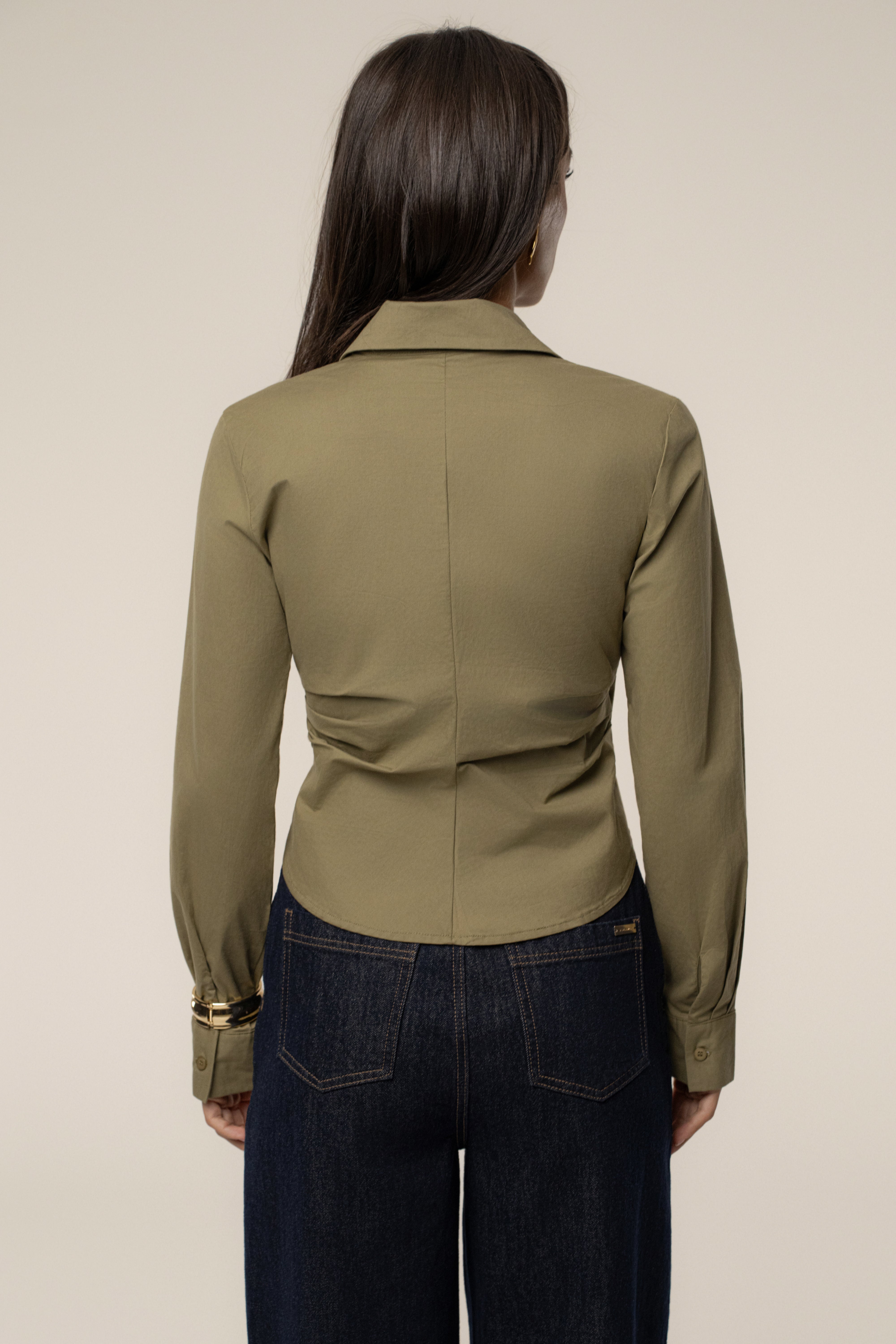 Olive Sculpt And Form Blouse - JLUXLABEL