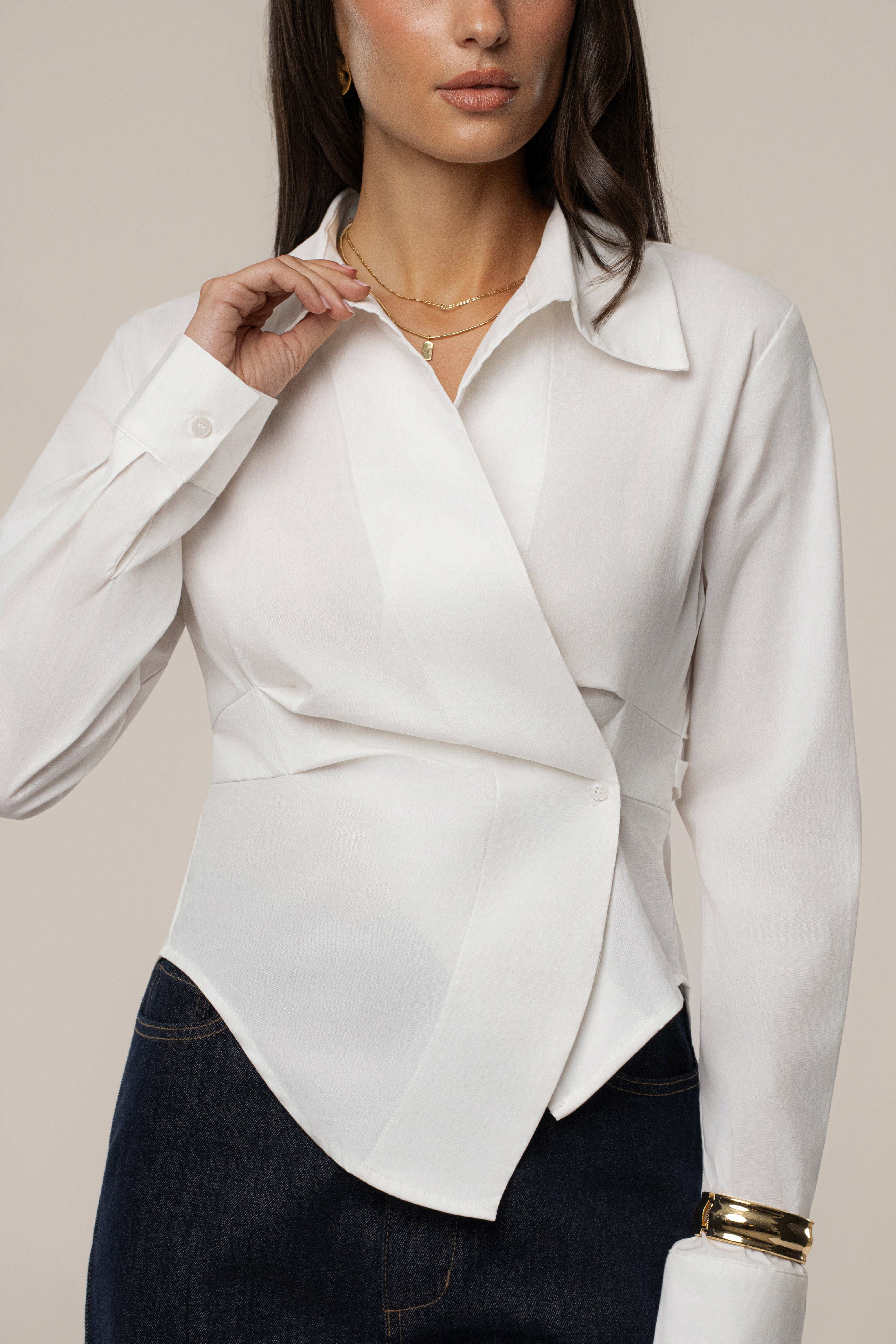 Ivory Sculpt And Form Blouse - JLUXLABEL