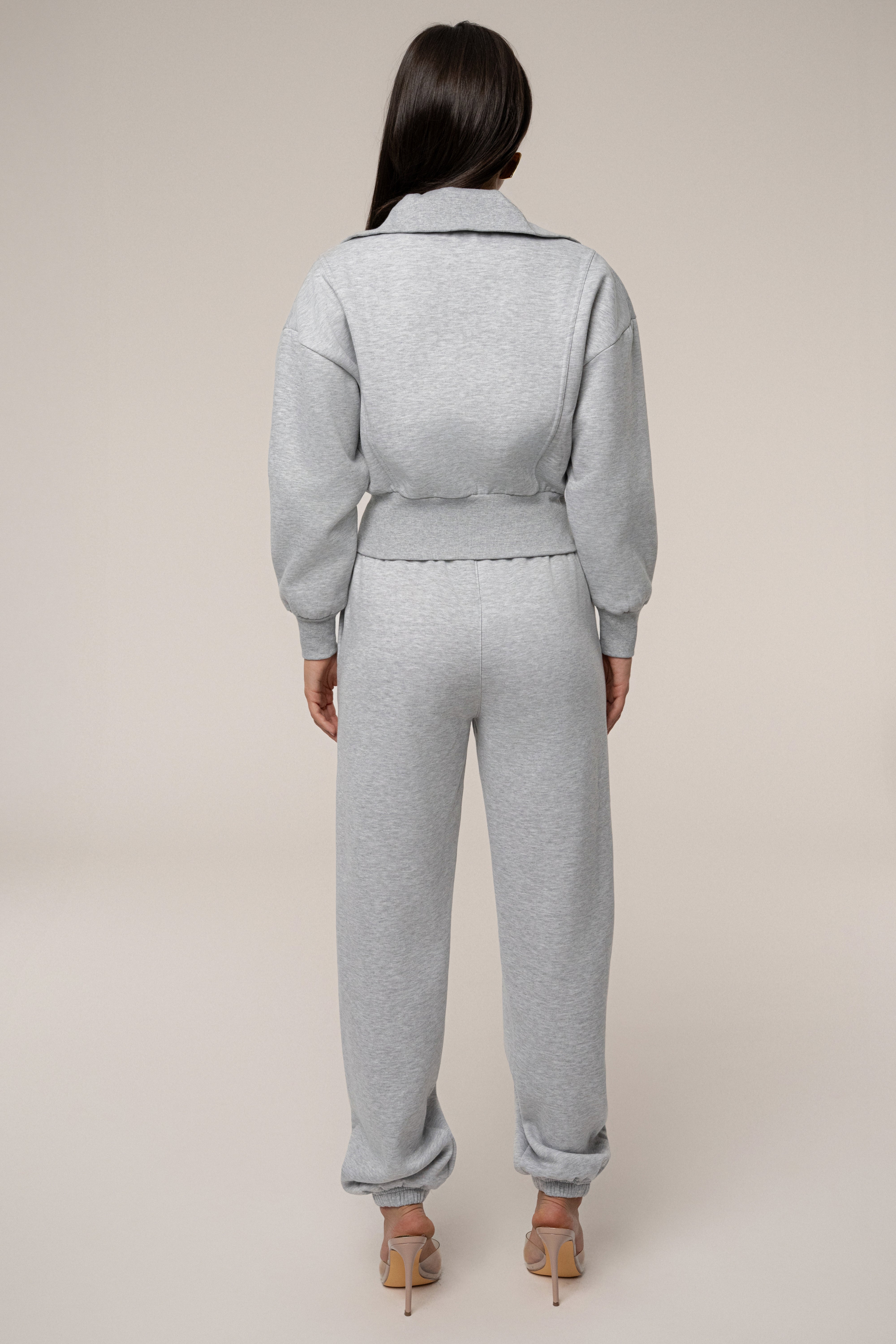 Heather Grey JLUXLABEL Logo Zip Up Jacket