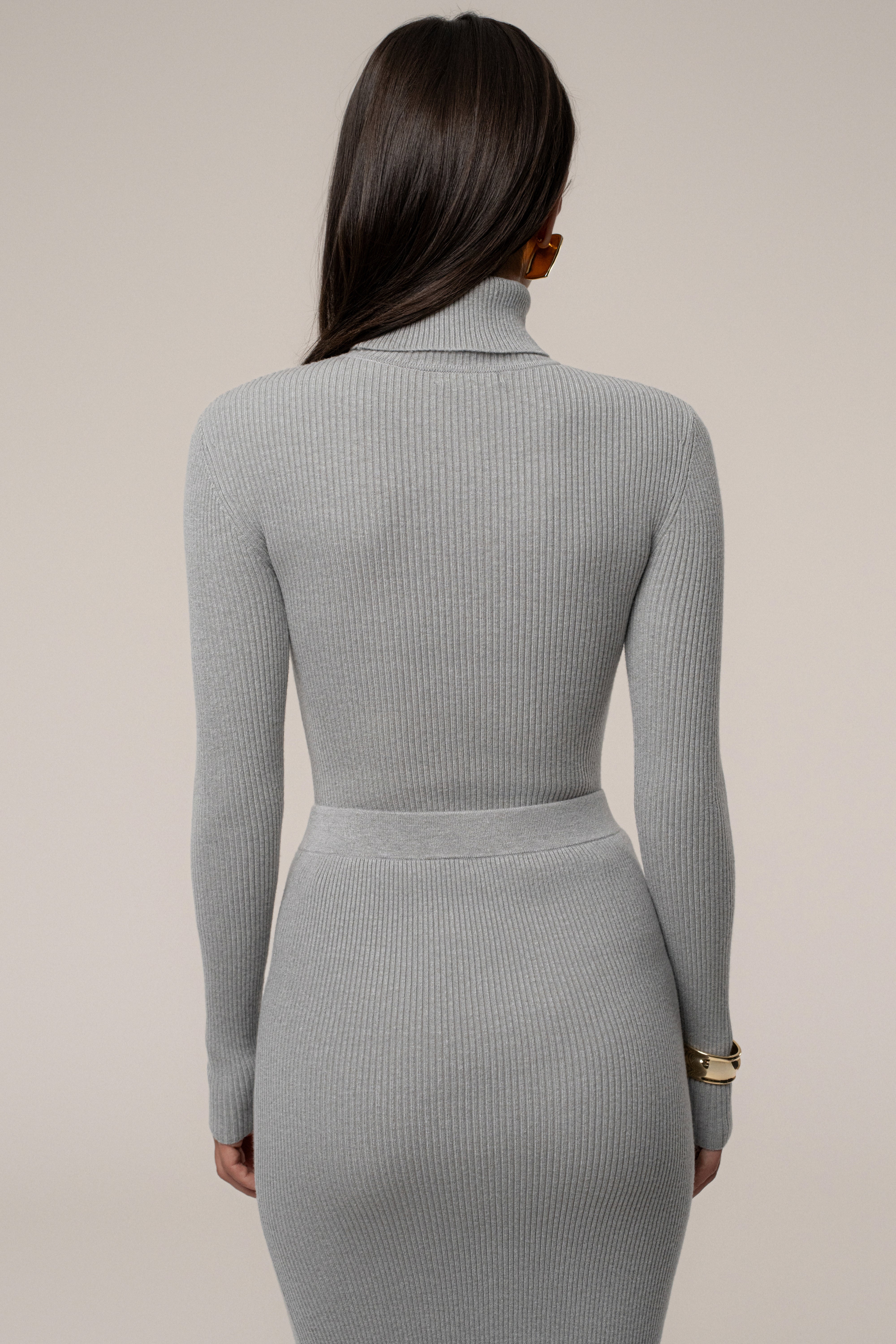 Heather Grey Arlett Turtleneck Bodysuit