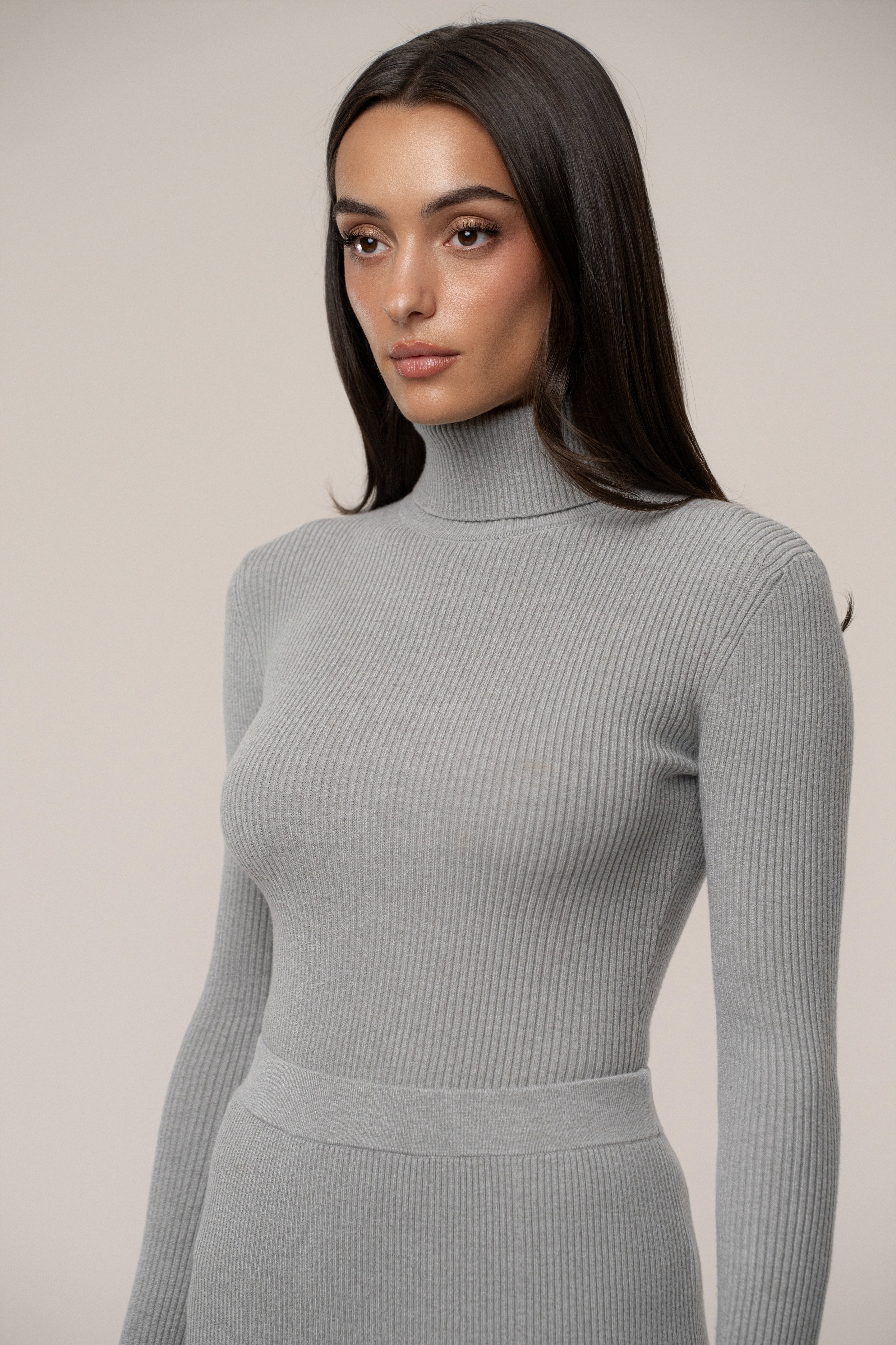 Heather Grey Arlett Turtleneck Bodysuit
