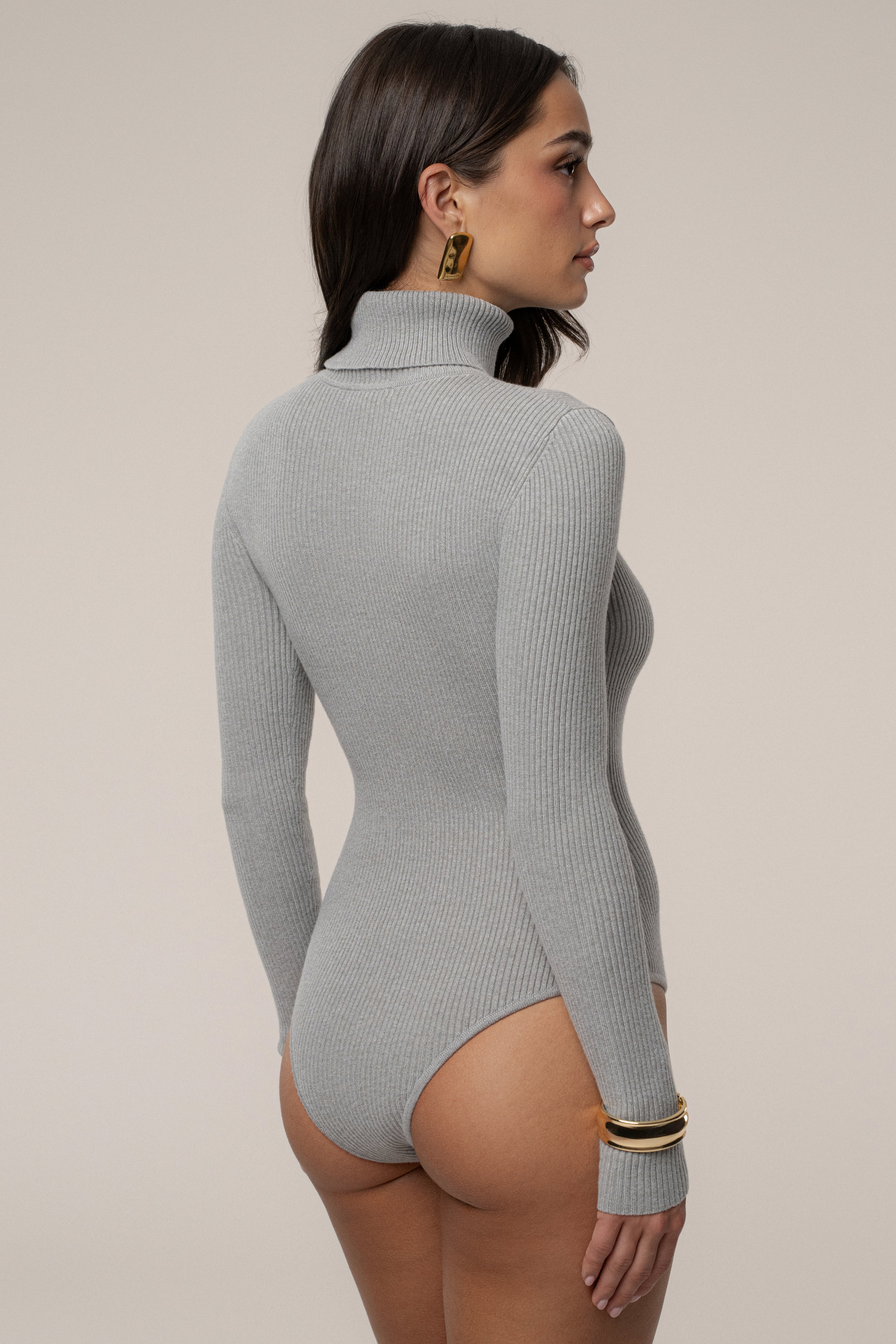 Heather Grey Arlett Turtleneck Bodysuit