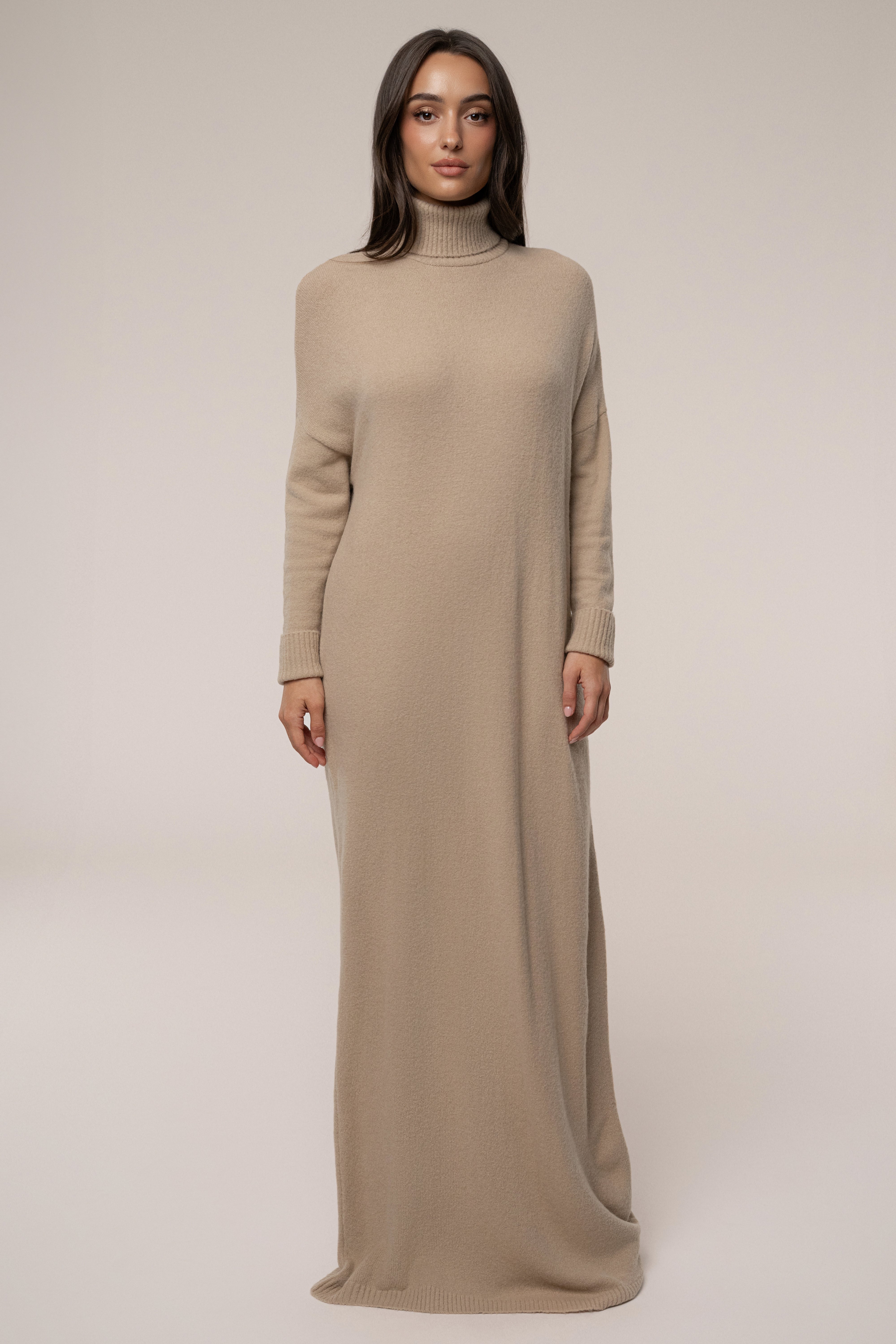 Beige Hartley Knit Maxi Dress - JLUXLABEL