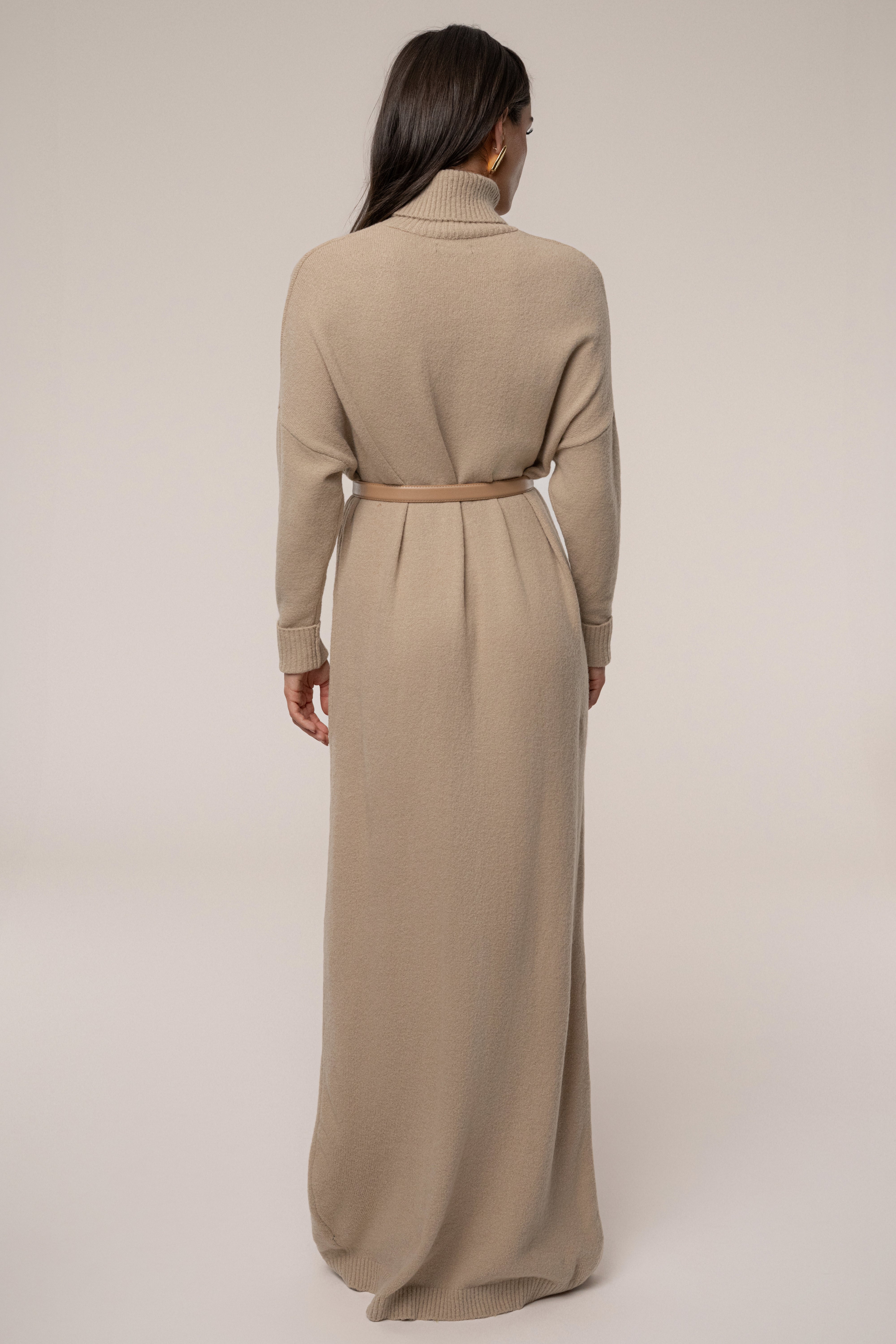 Beige Hartley Knit Maxi Dress - JLUXLABEL