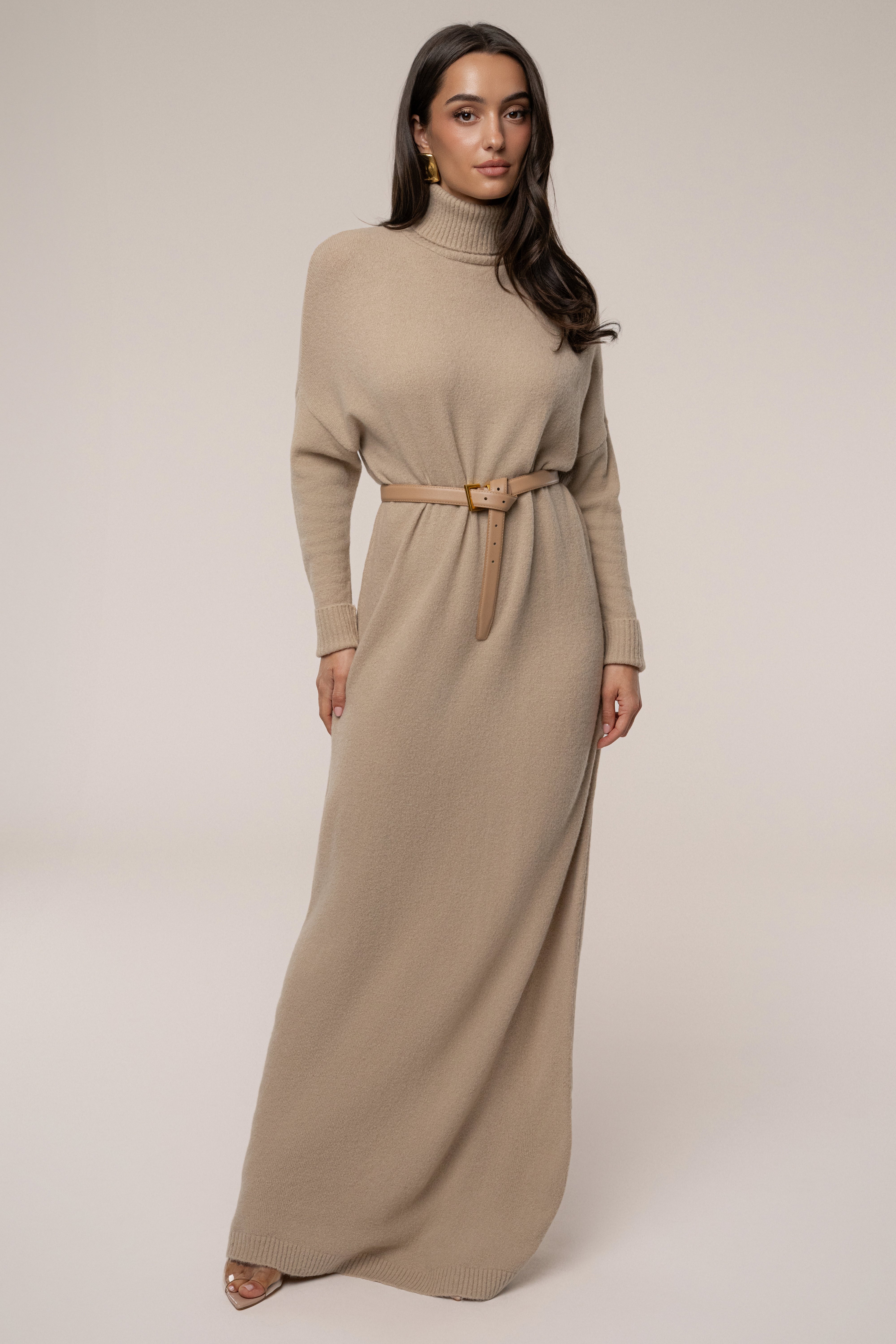 Beige Hartley Knit Maxi Dress - JLUXLABEL