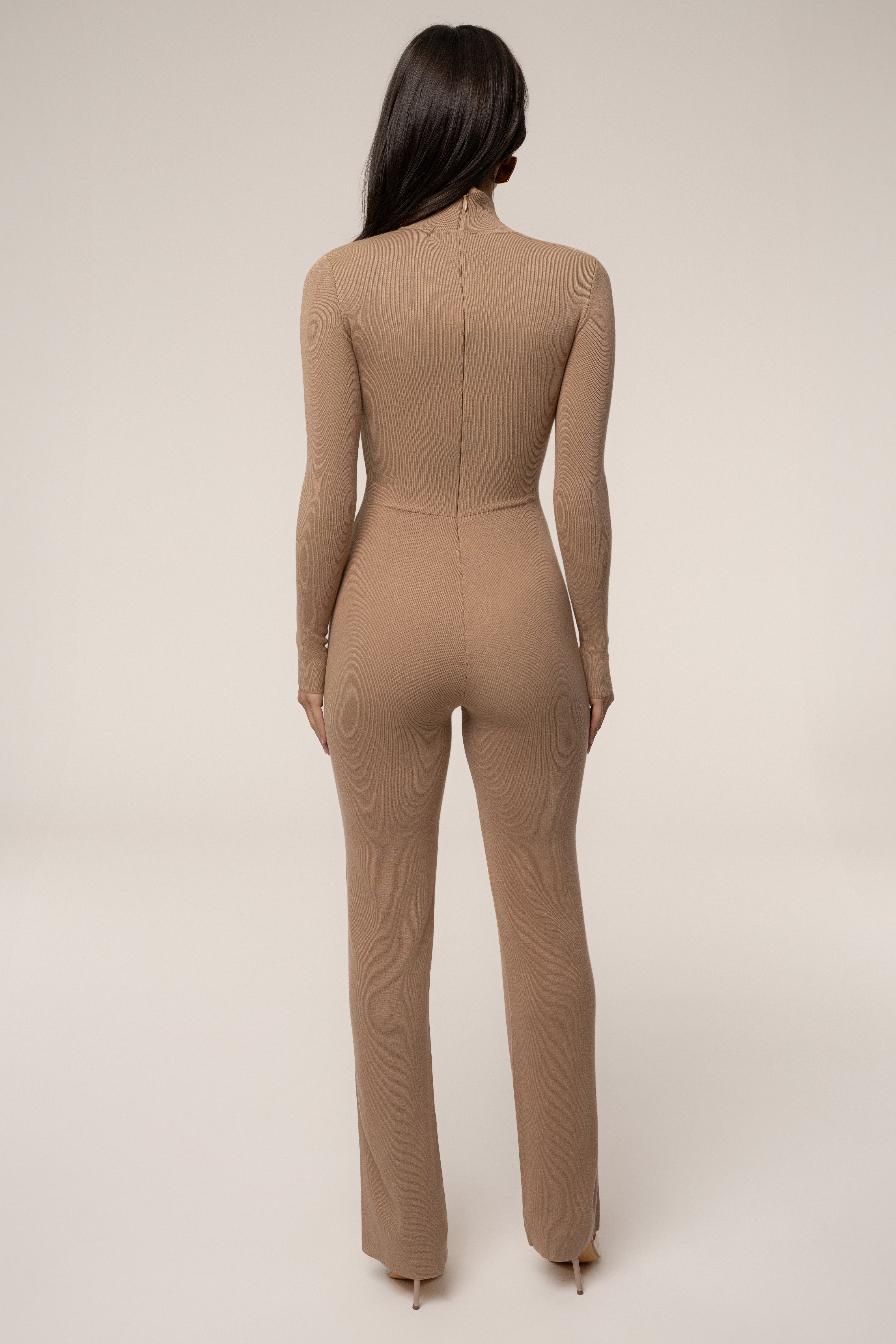 Tan Noel Sweater Knit Jumpsuit