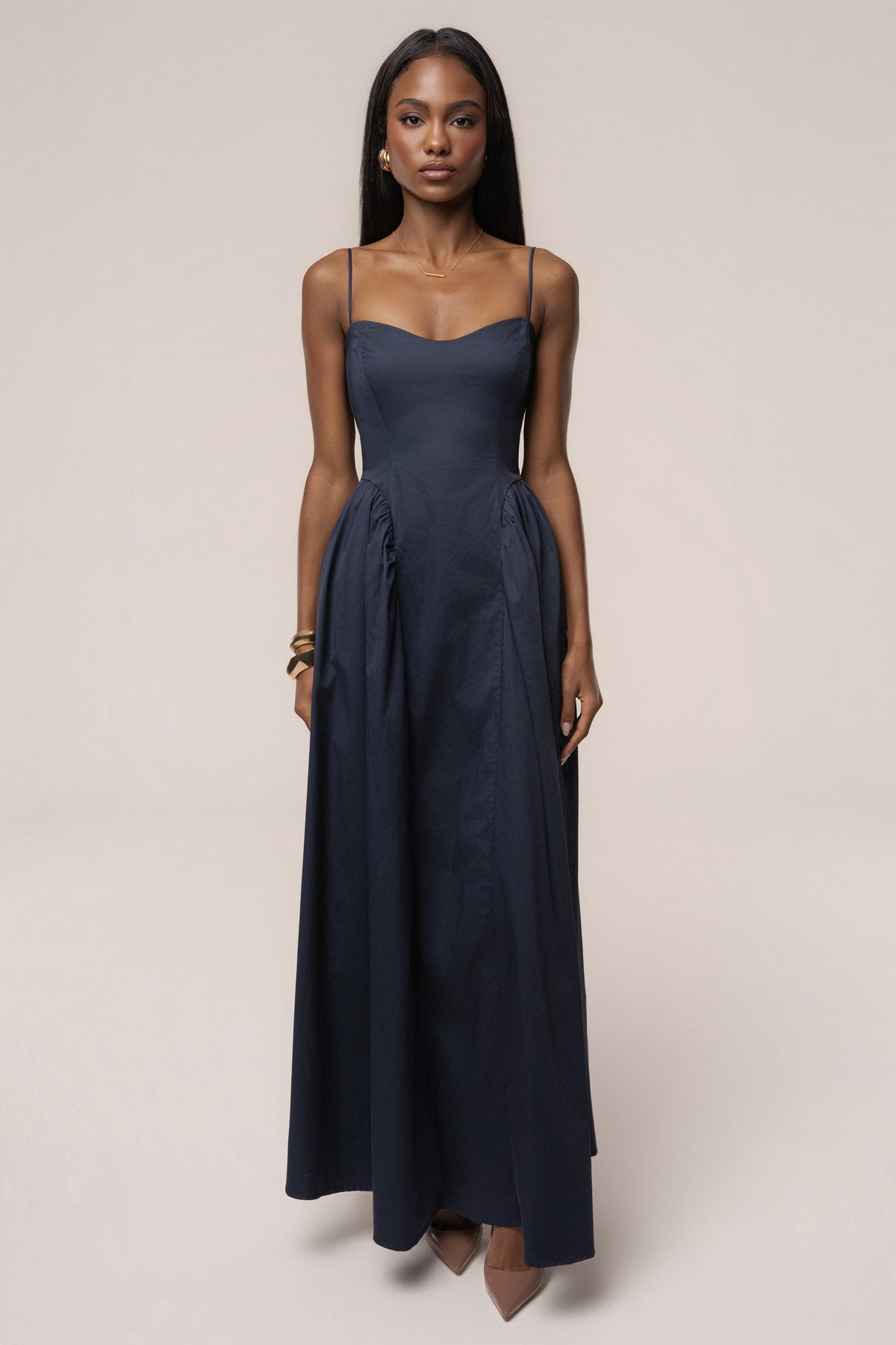 Robe maxi Sculpted Grace bleu marine