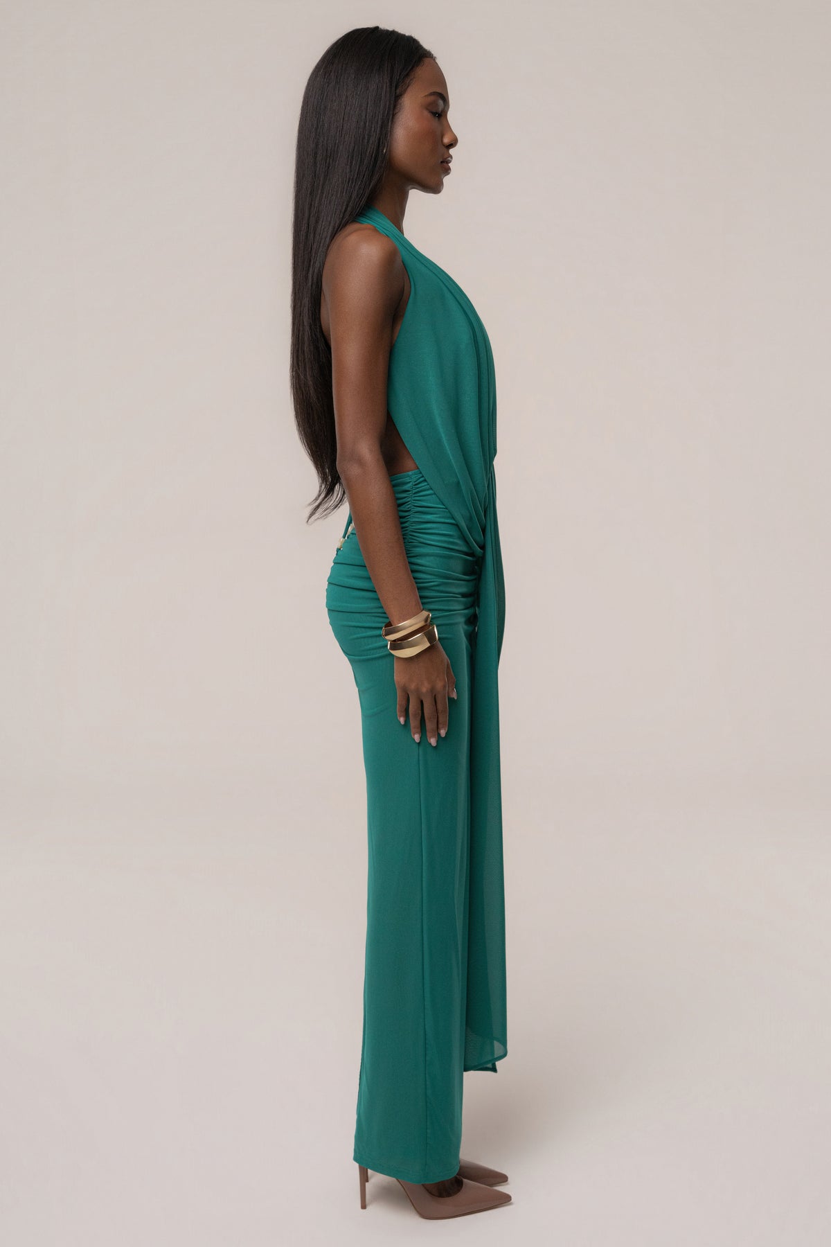 Green Alaina Plunge Maxi Dress