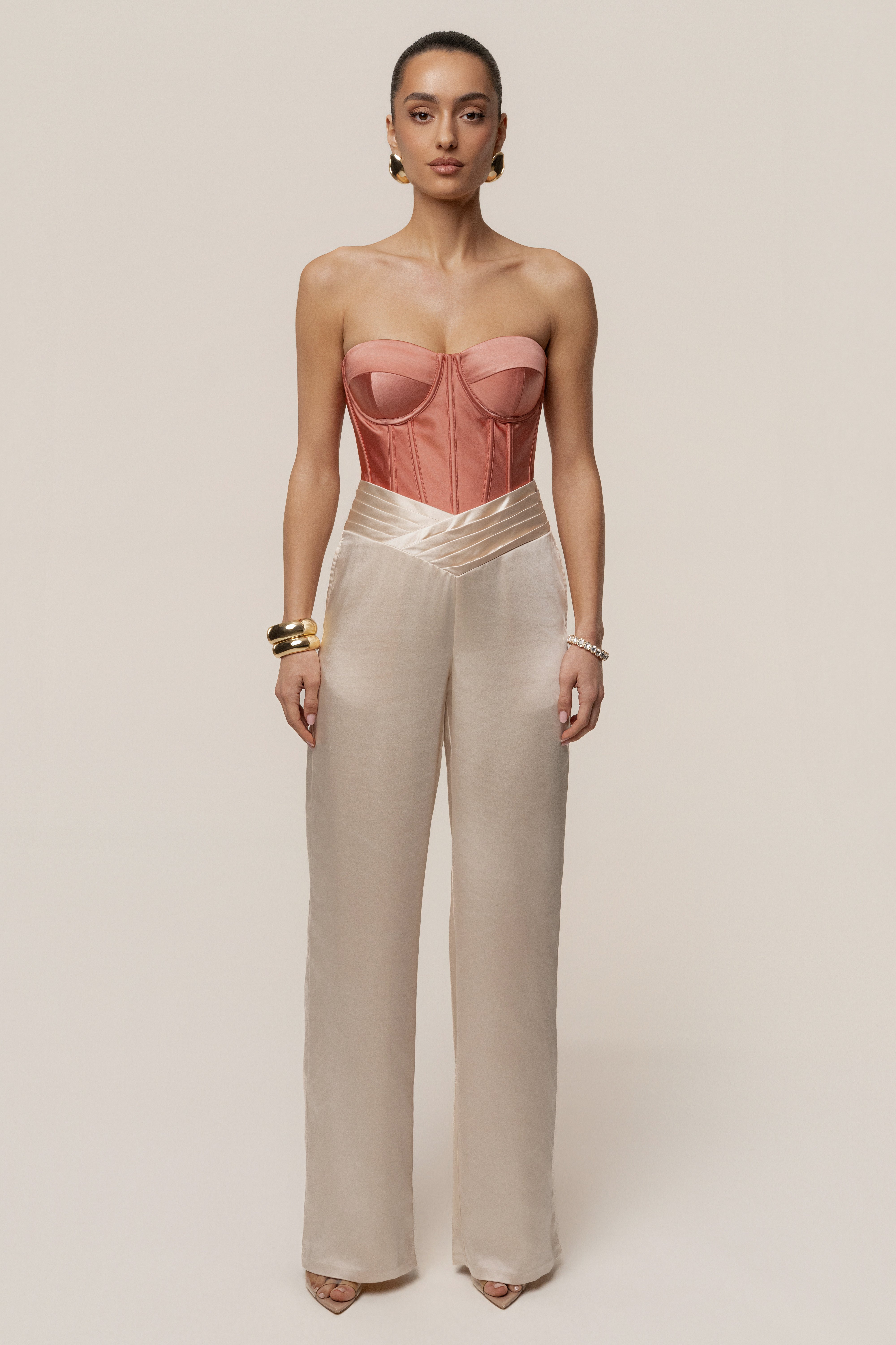 Salmon Adore Me Satin Corset - JLUXLABEL