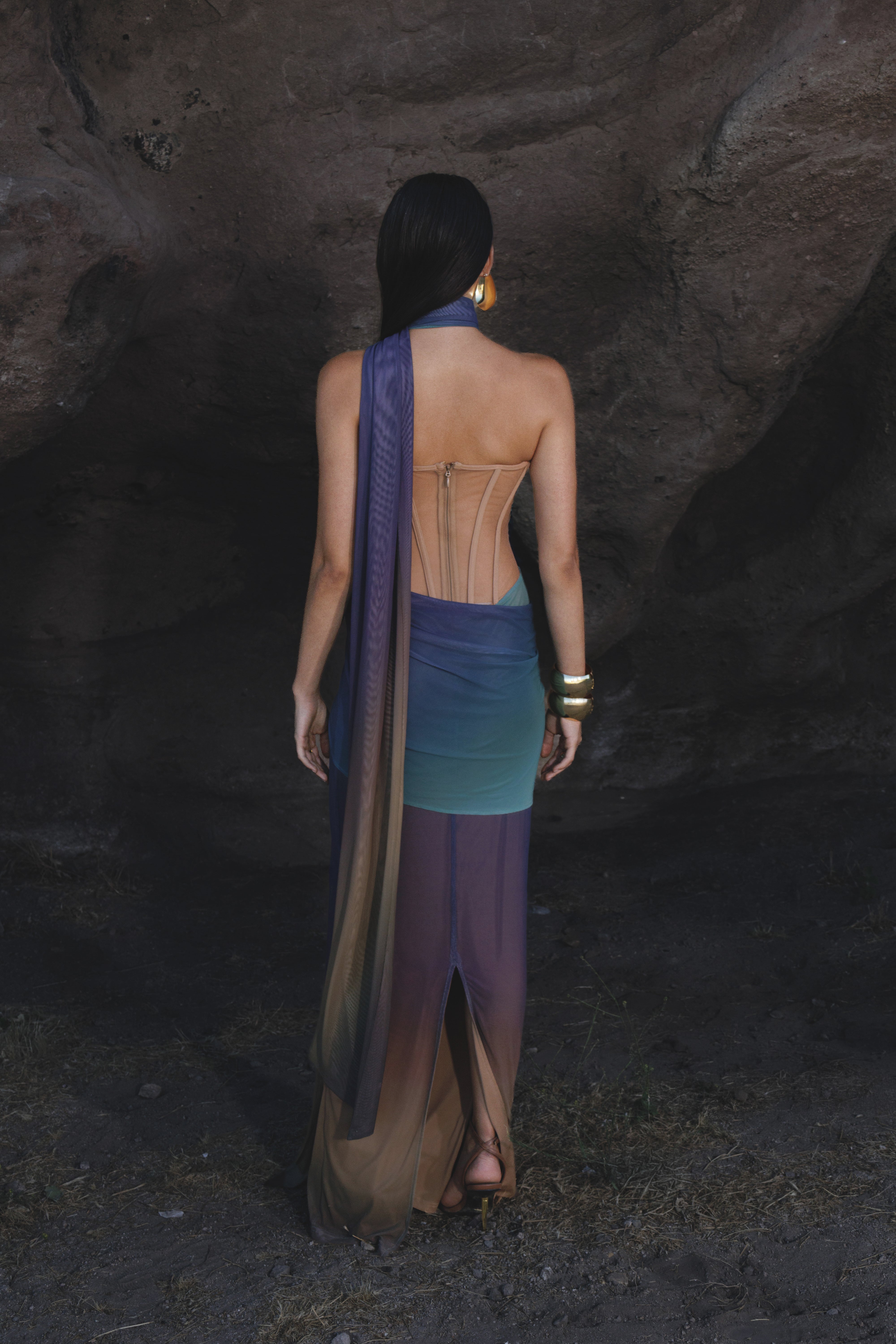 Lunar Shadow Empress of Hearts mesh gown by JLUXLABEL, featuring intricate lace details and a flowing silhouette.