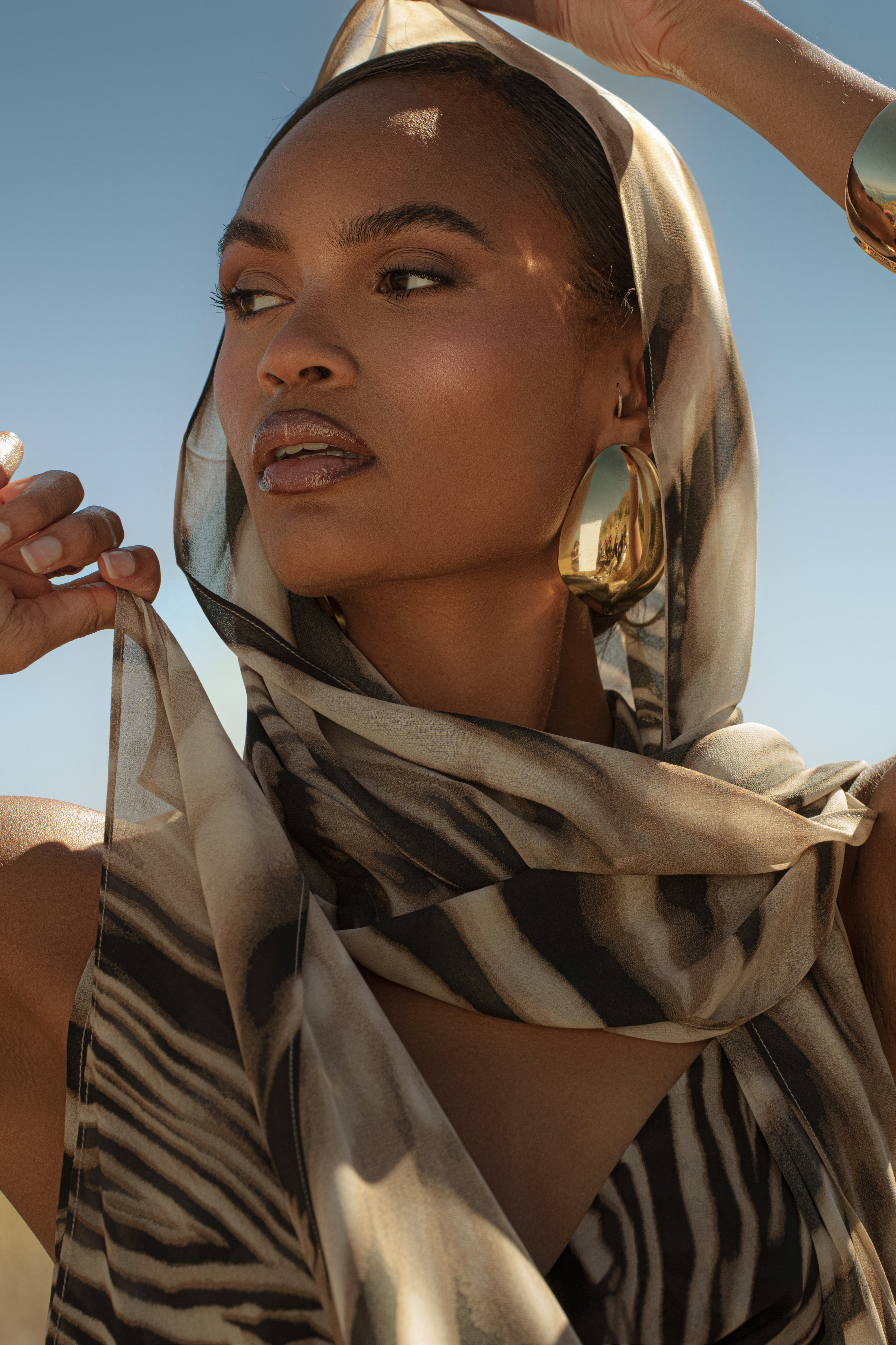 Brown Zebra Print Shadow Safari Scarf - JLUXLABEL