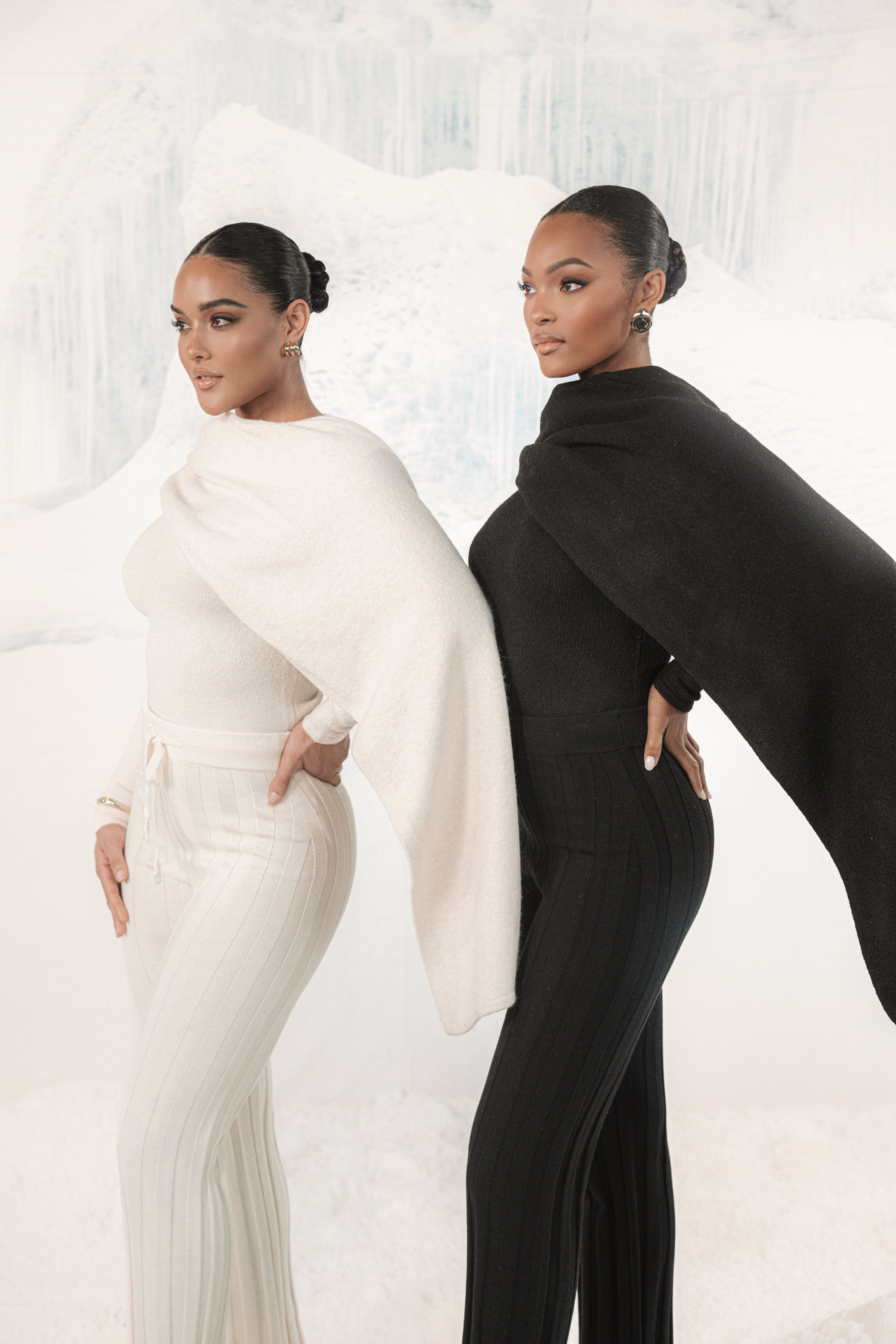 Black Ribbed Scarf Top - JLUXLABEL