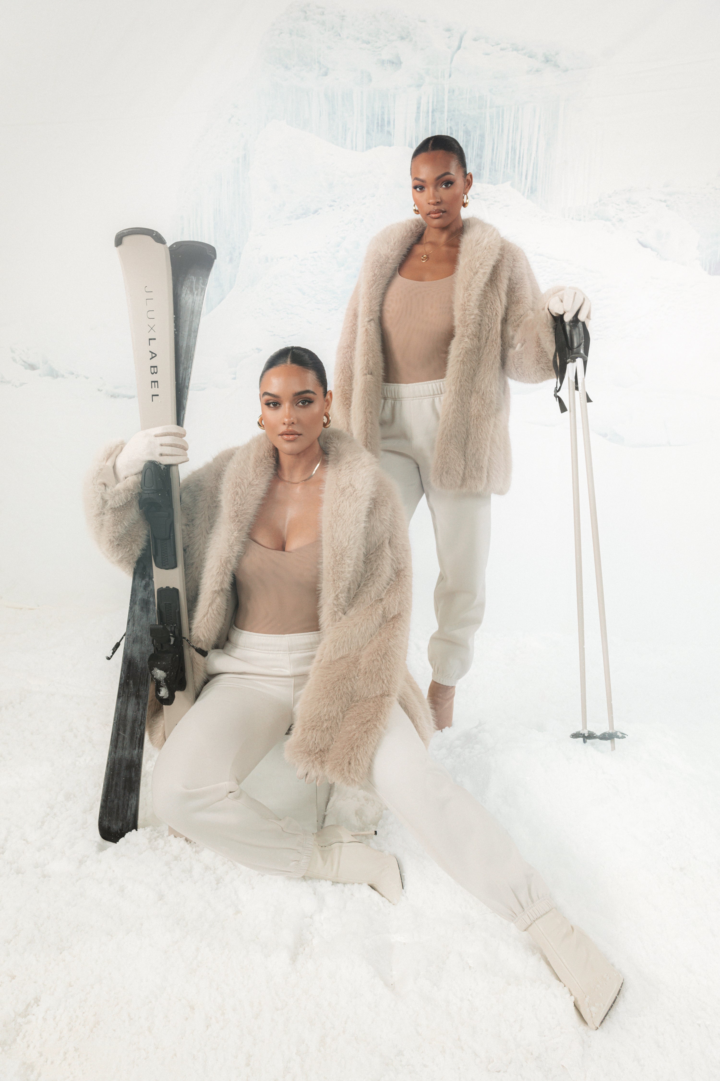 Beige Cropped Manhattan Faux Fur Coat - JLUXLABEL