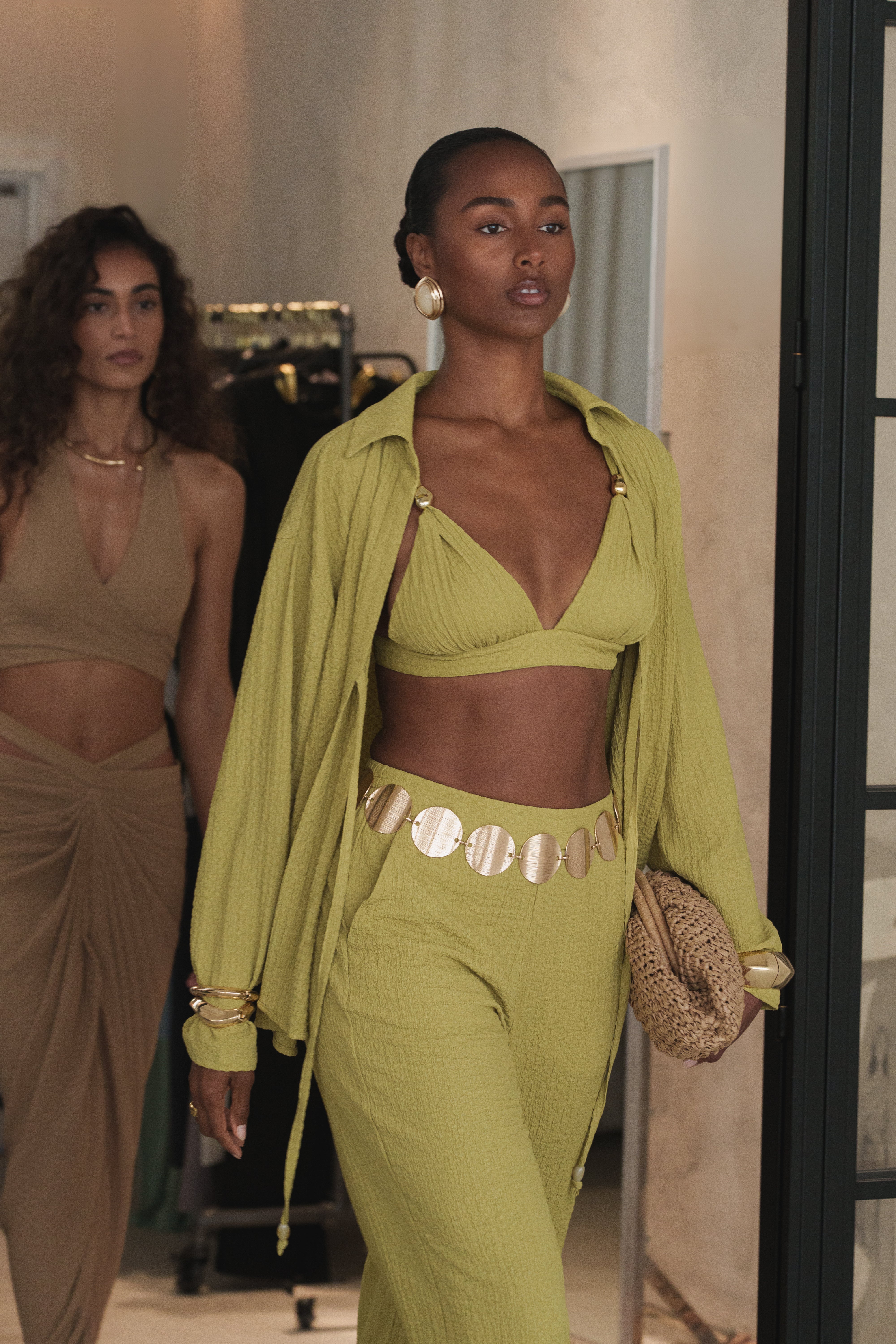 Lime Unwind Tie-Front Blouse - JLUXLABEL