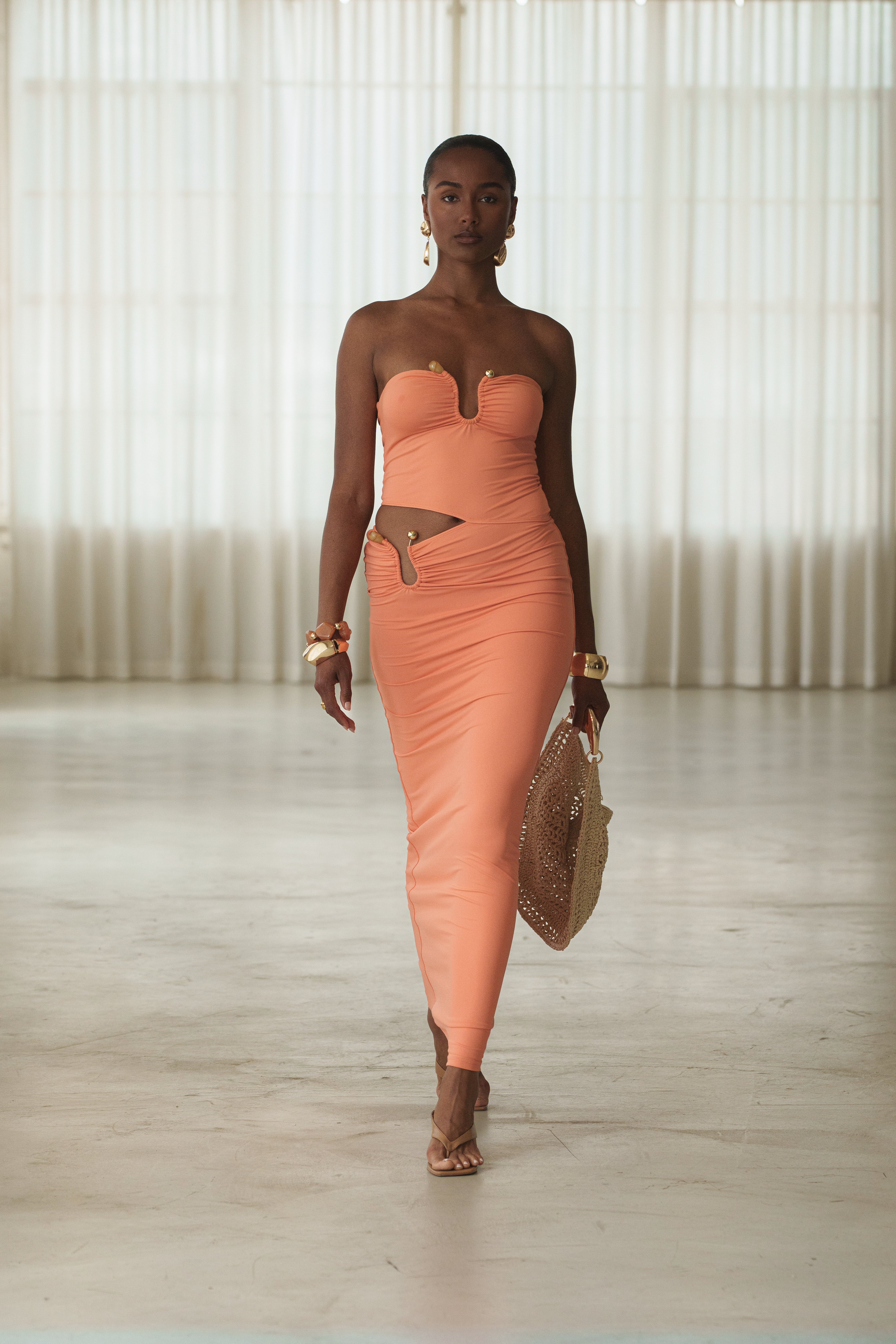 Peach Sun-kissed Glow Maxi Dress - JLUXLABEL