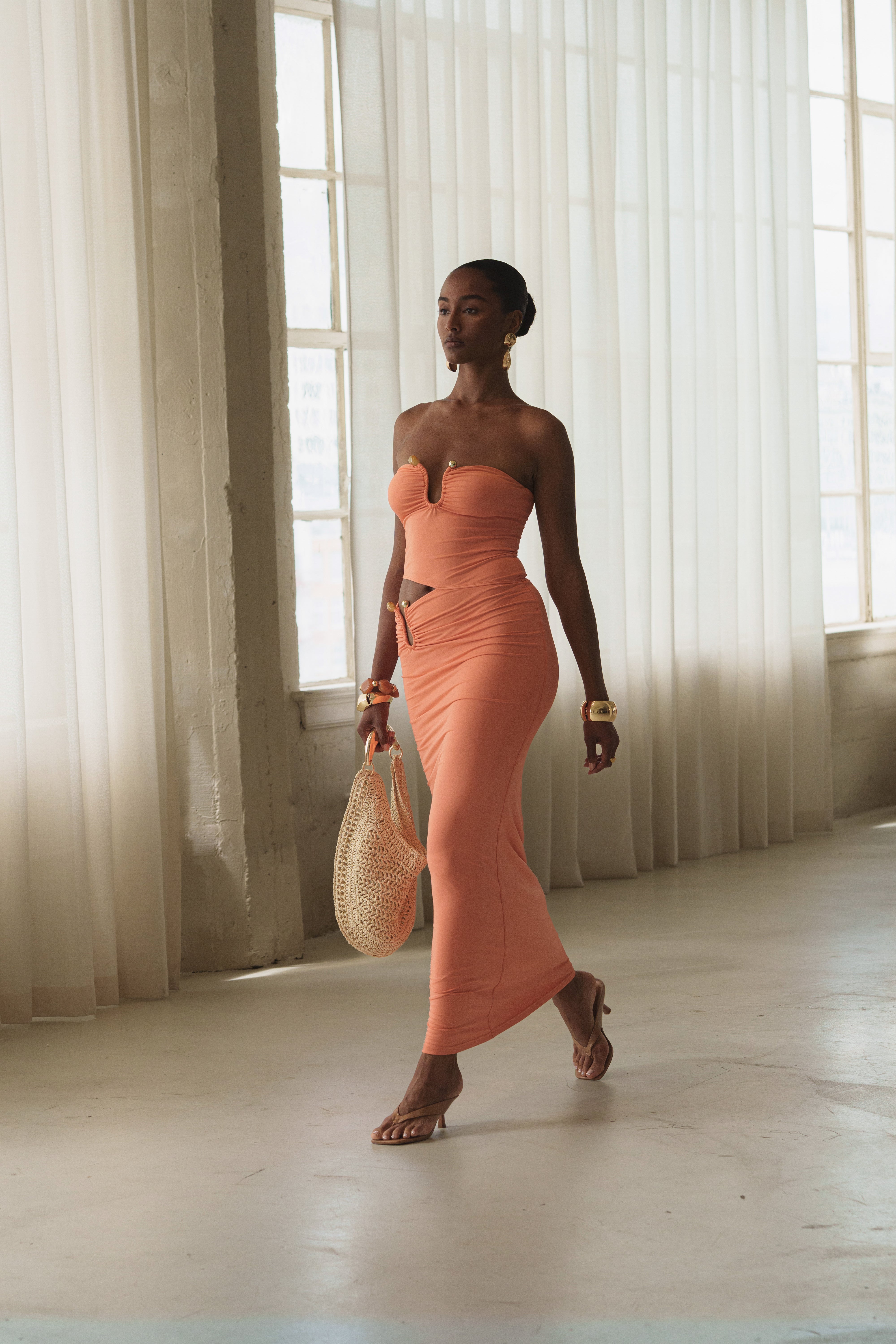 Peach Sun-kissed Glow Maxi Dress - JLUXLABEL