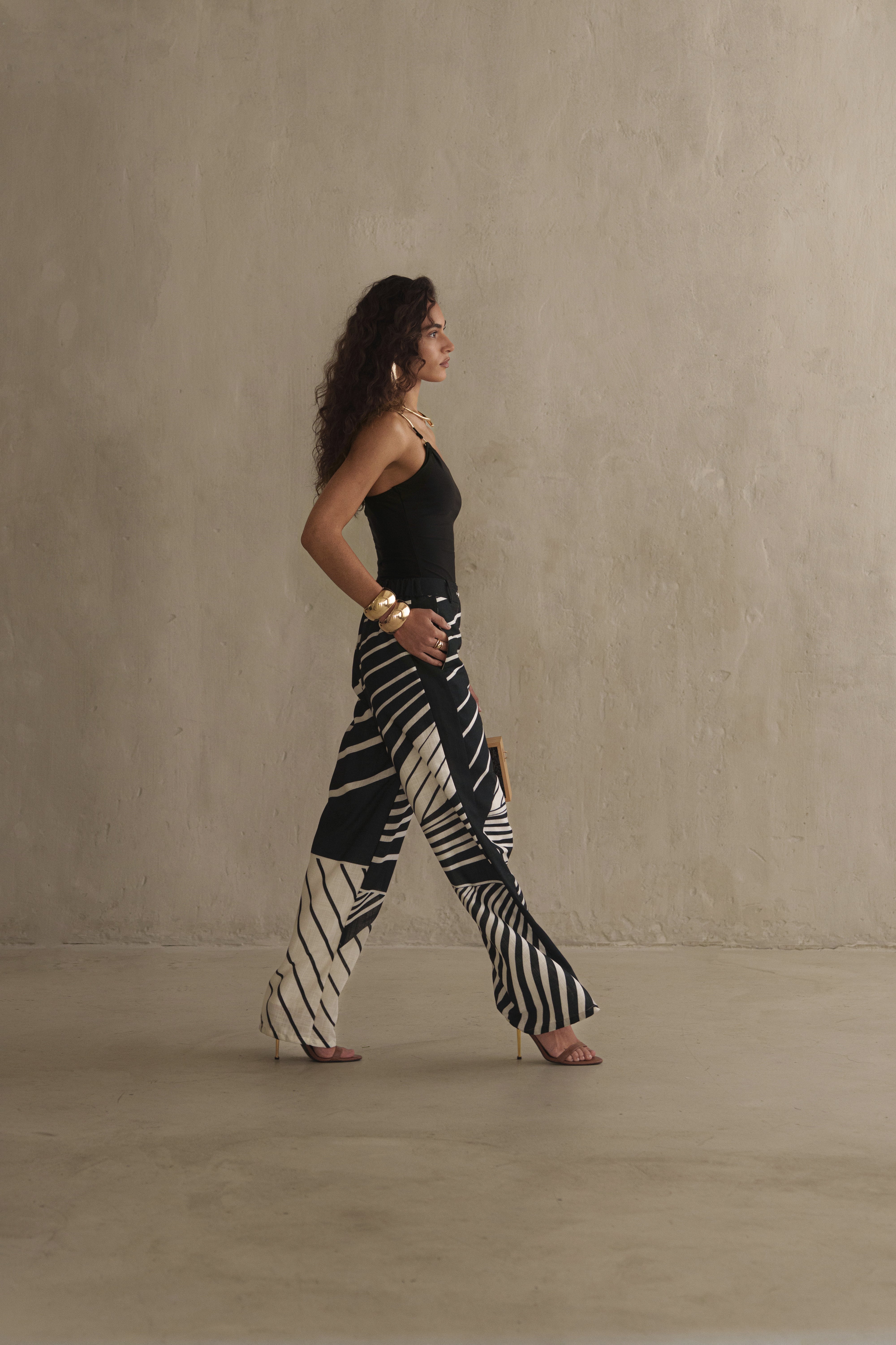 Black Abstract Sahara Pant Set - JLUXLABEL
