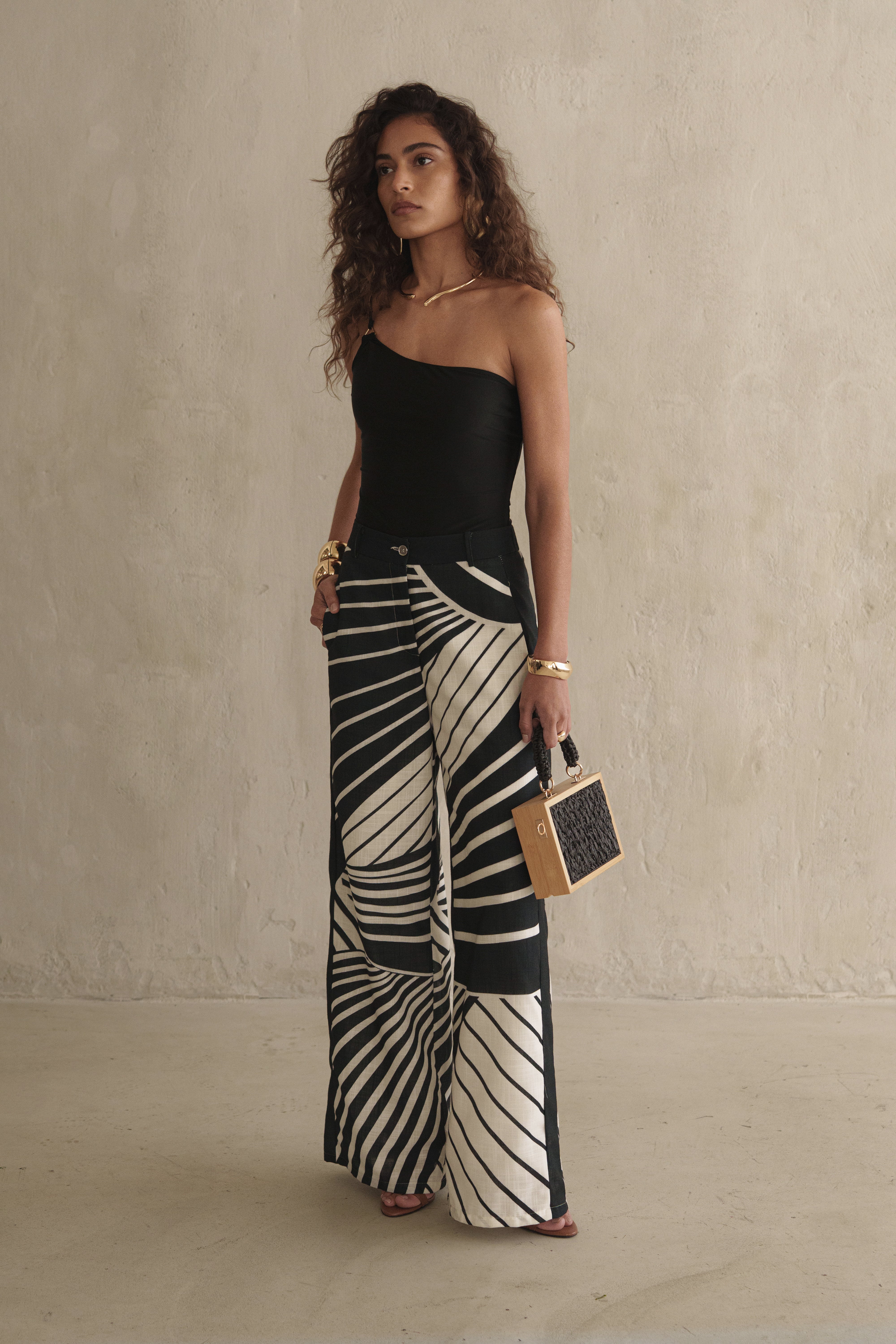 Black Abstract Sahara Pant Set - JLUXLABEL