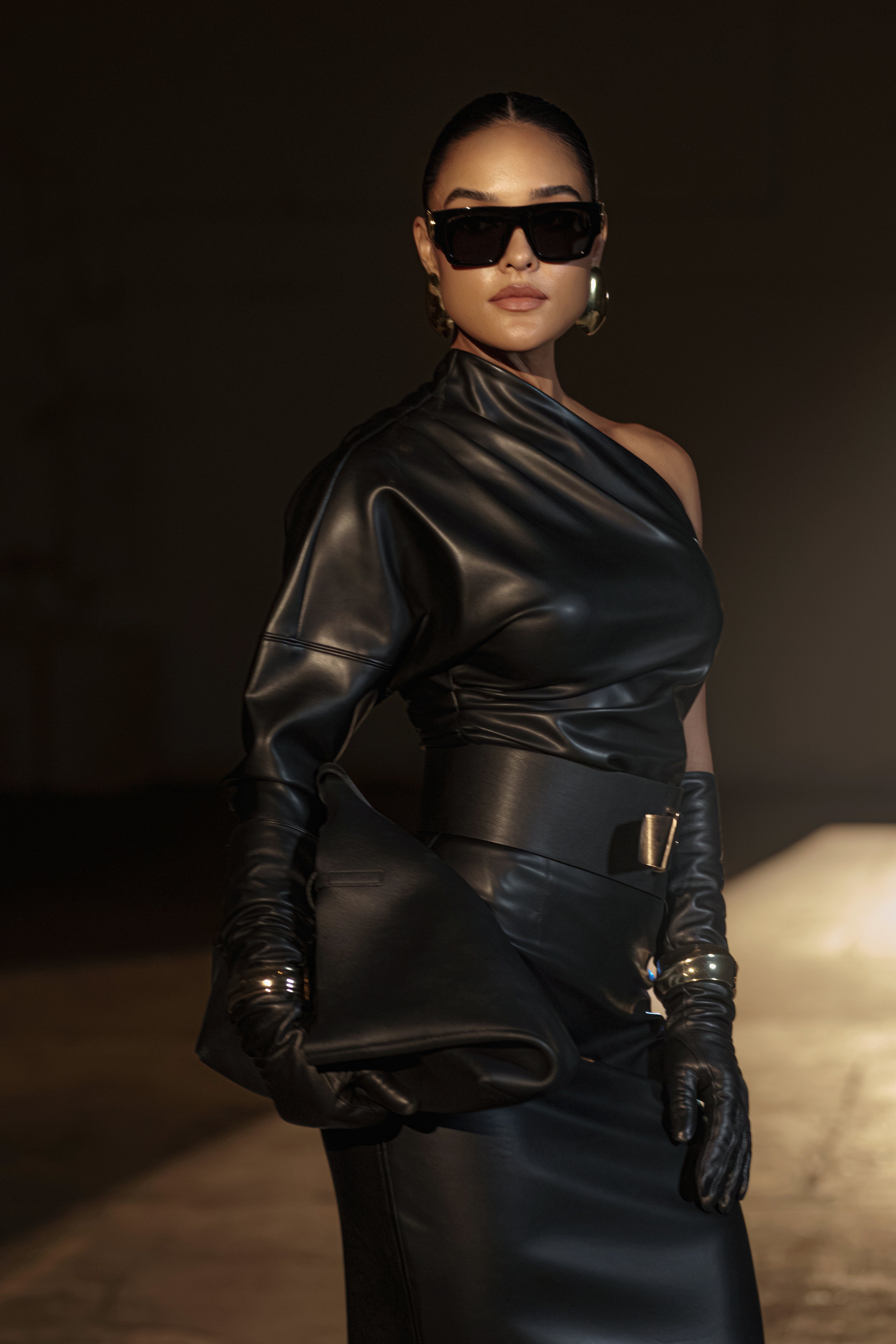 Black Demi One Shoulder Top