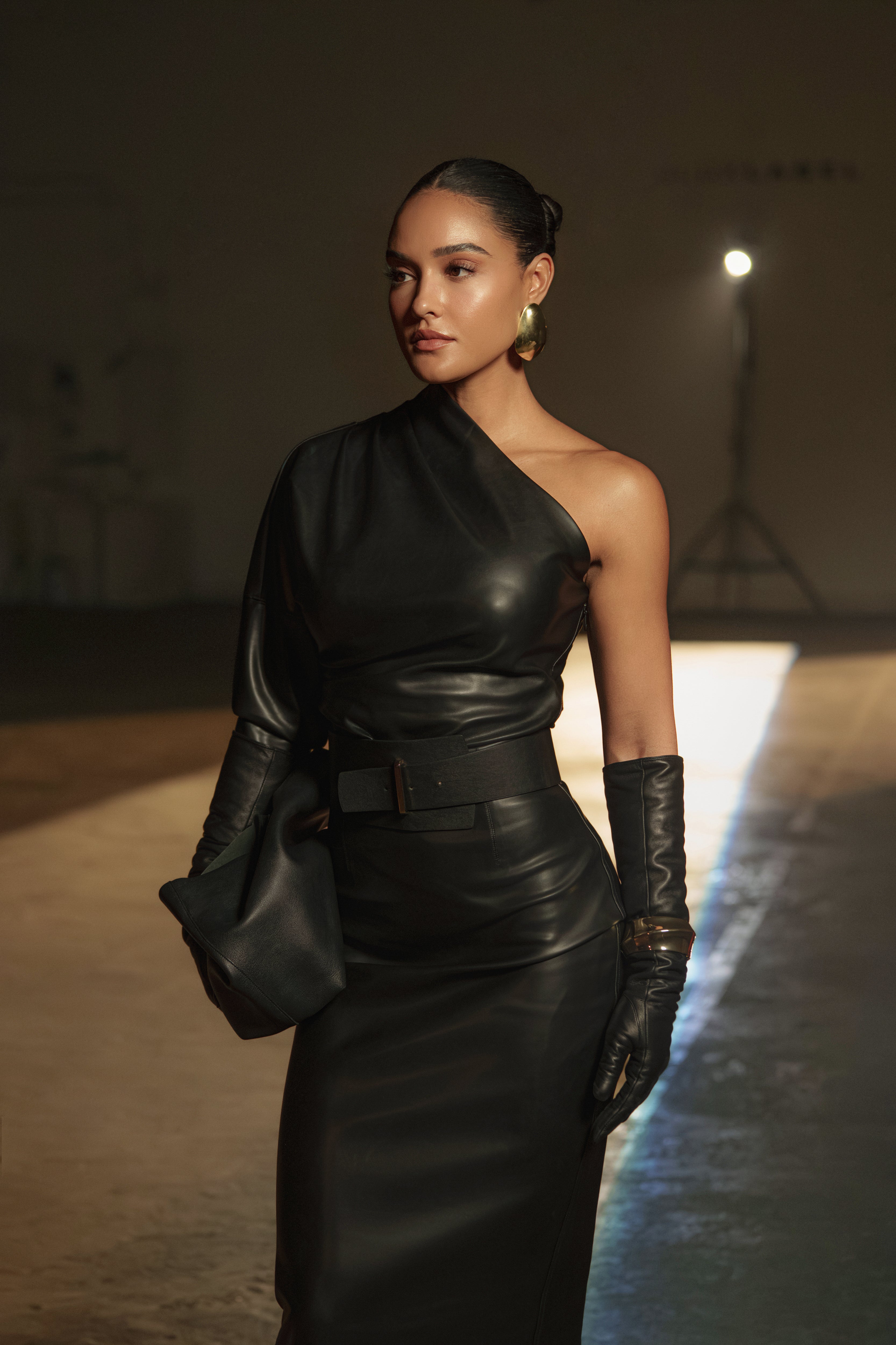 Black Demi One Shoulder Top