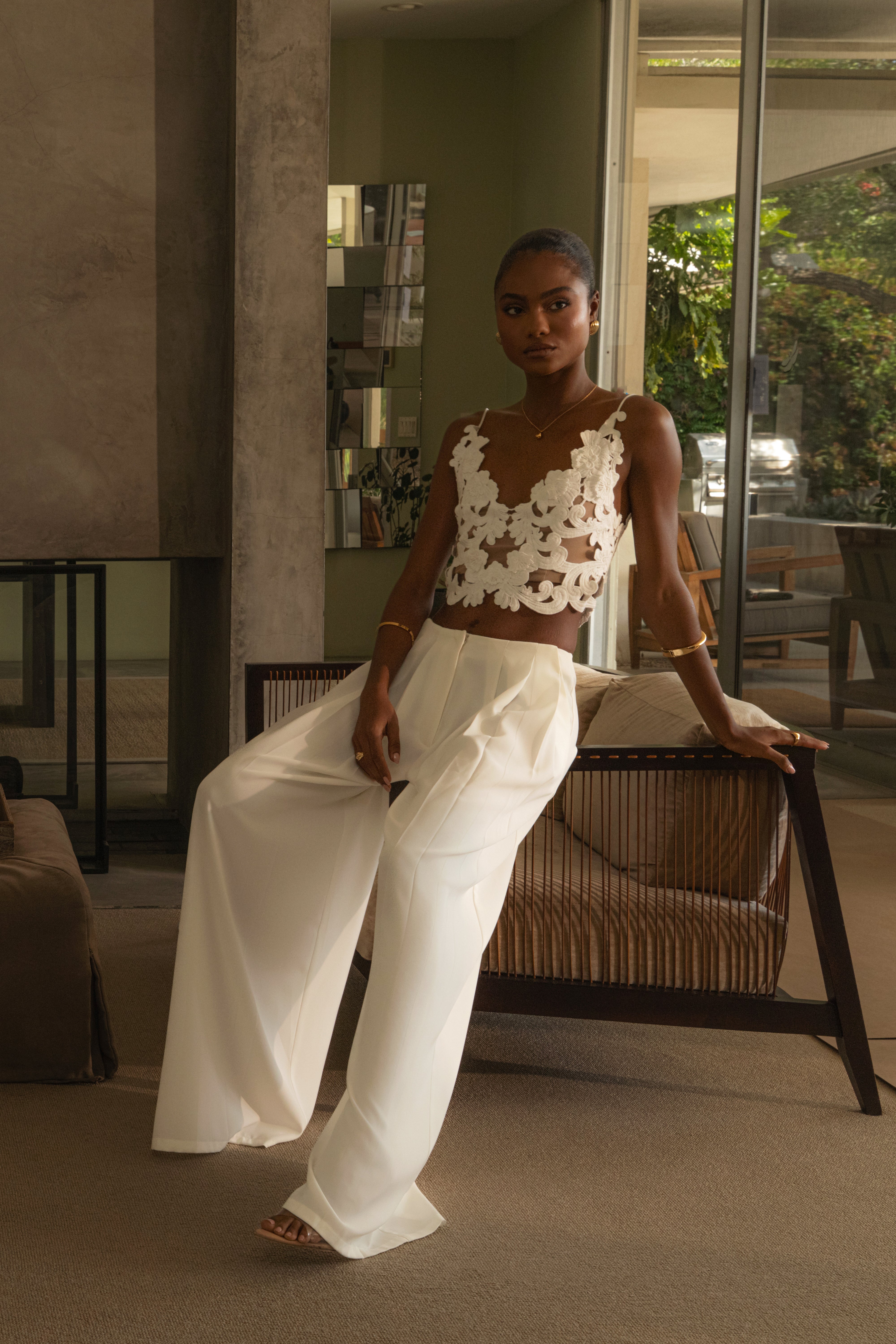 White Anahi Embroidered Top - JLUXLABEL