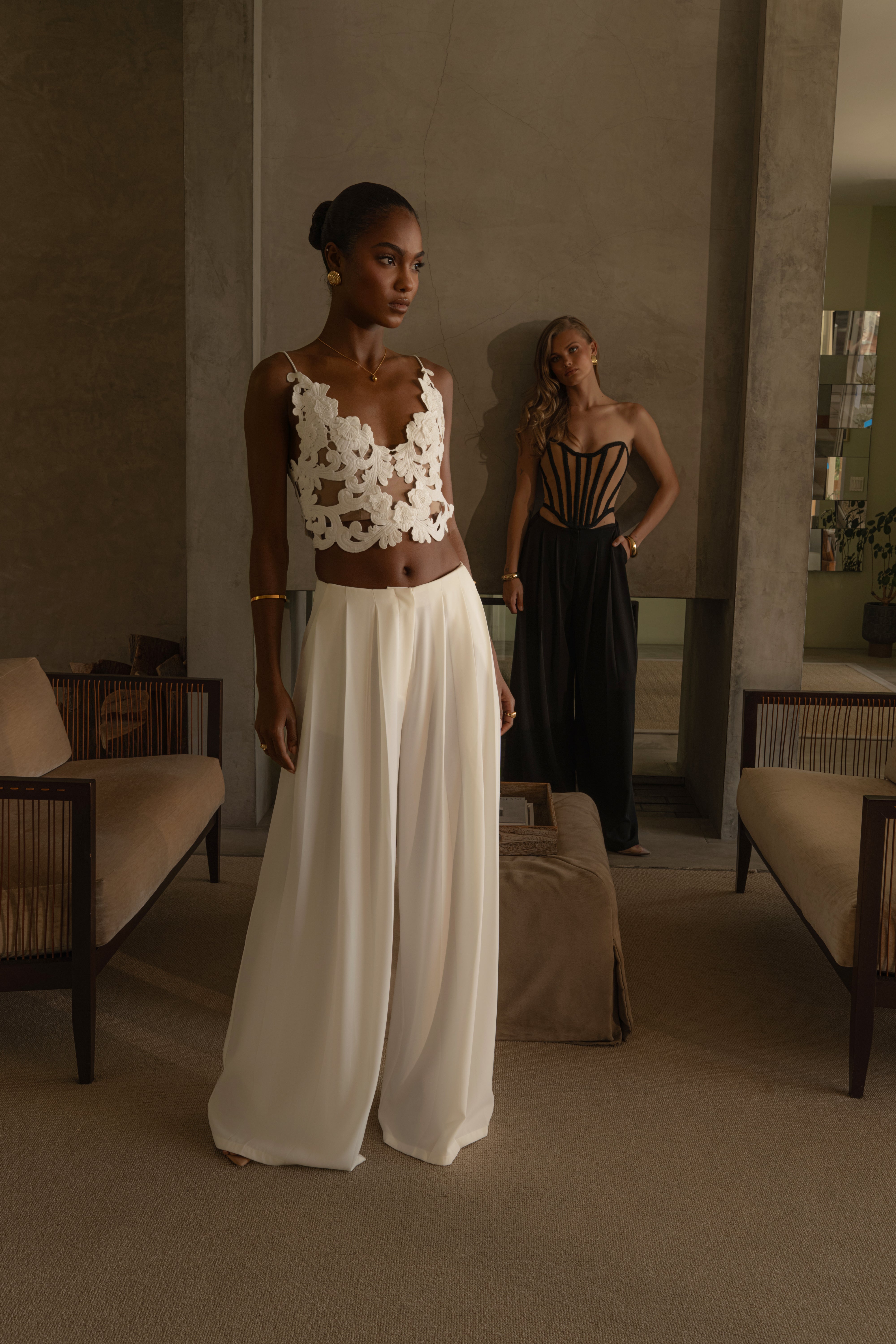 White Anahi Embroidered Top - JLUXLABEL