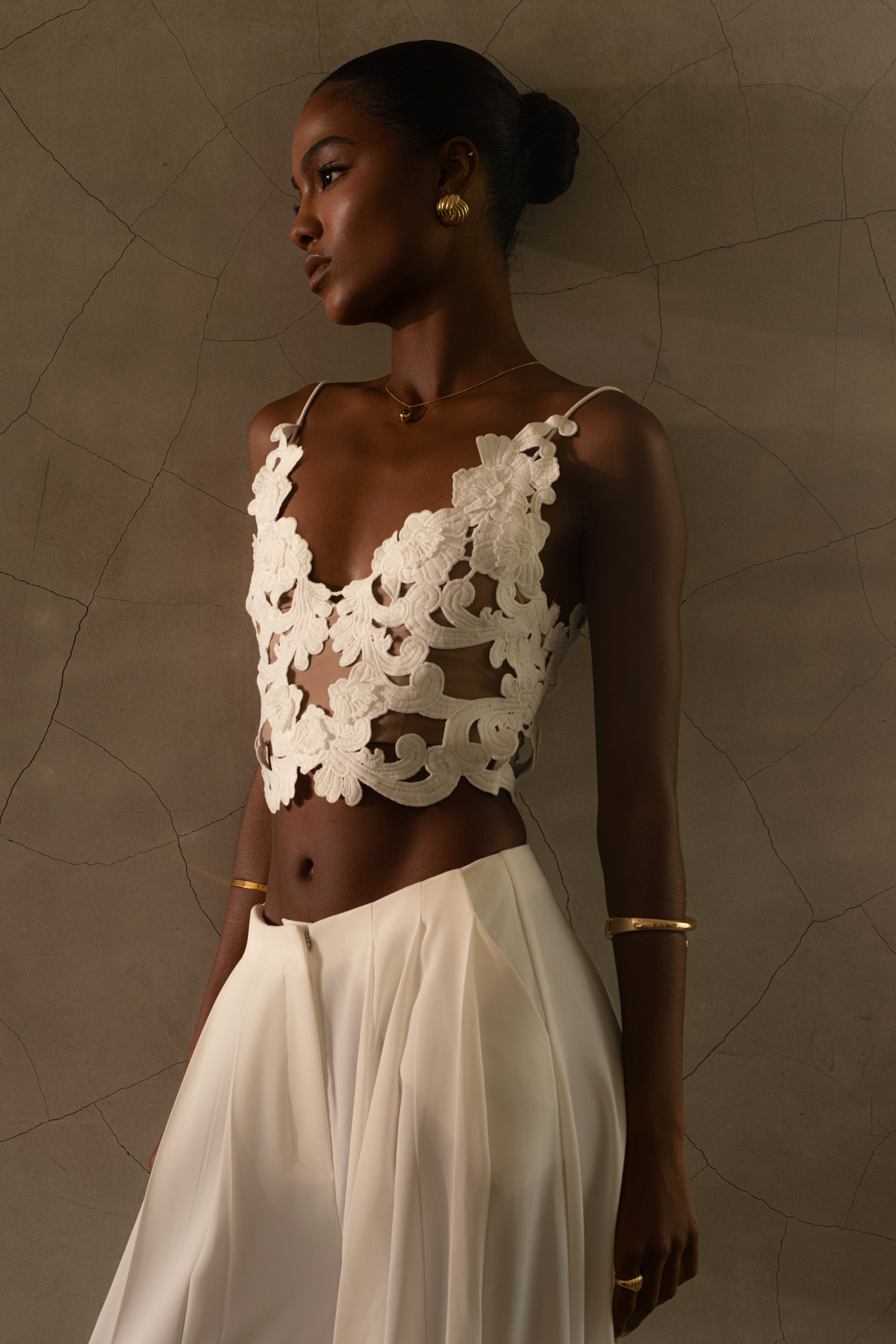 White Anahi Embroidered Top - JLUXLABEL