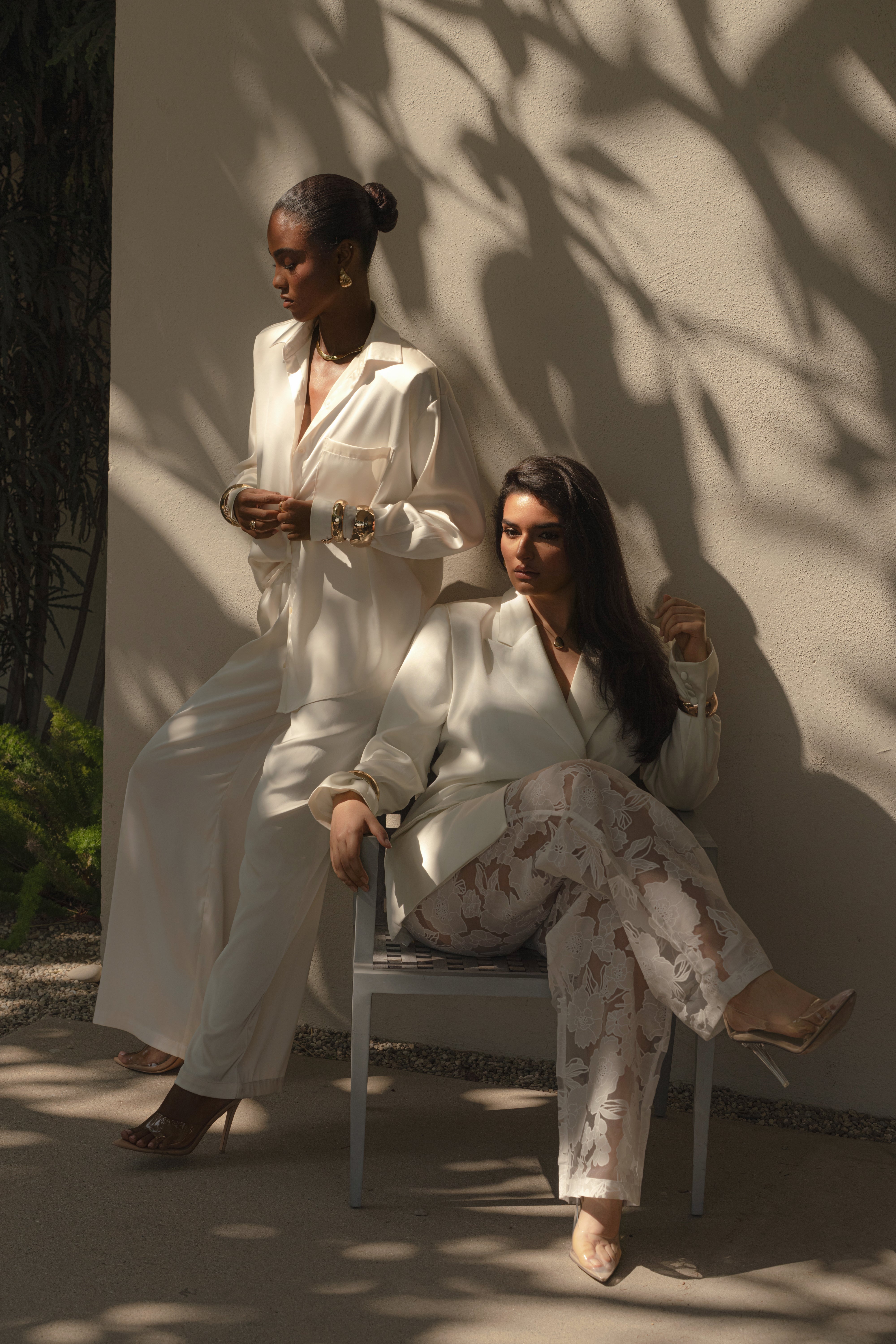 Ivory Organza Floral Pant - JLUXLABEL