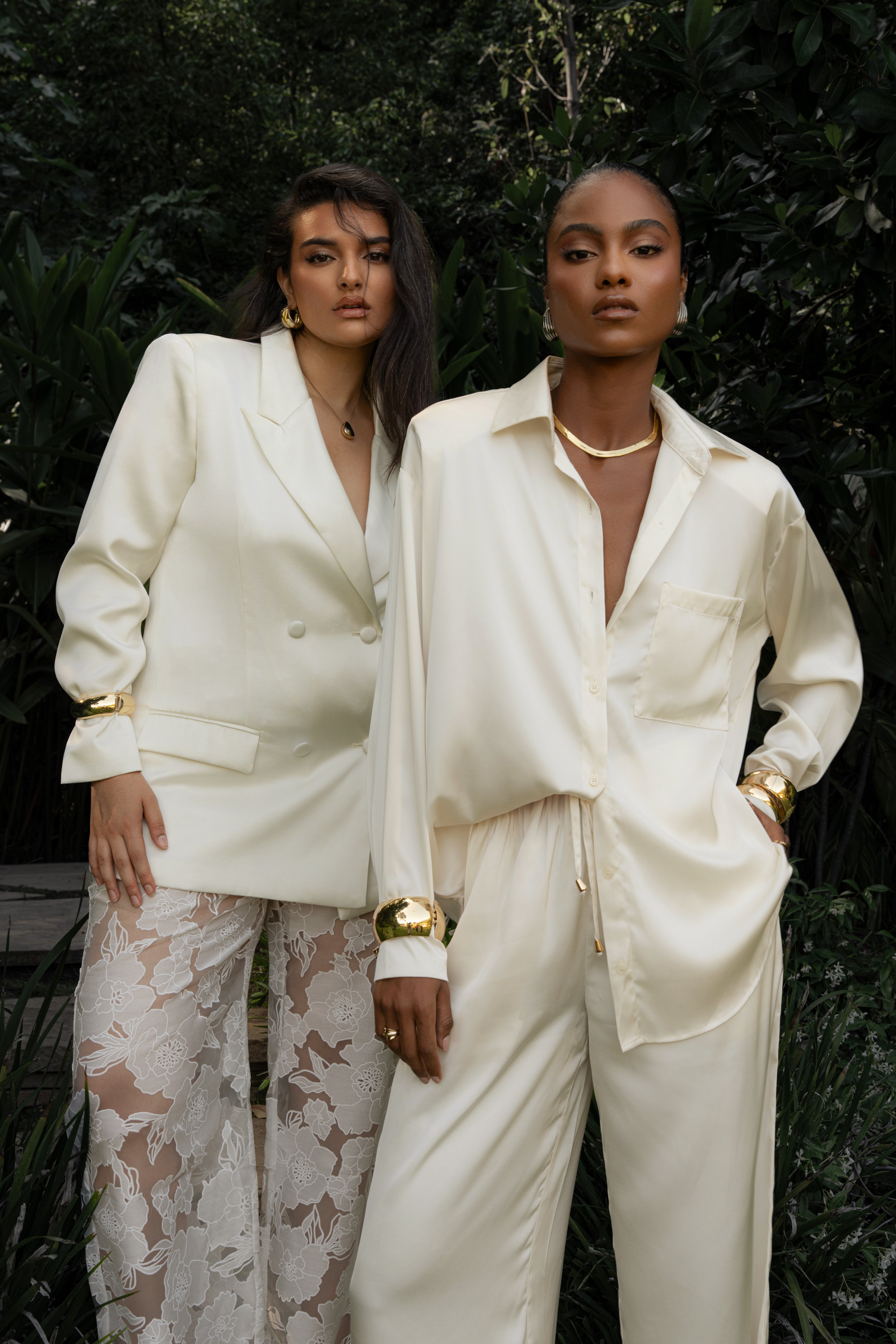 Ivory Island Ease Collared Satin Top - JLUXLABEL