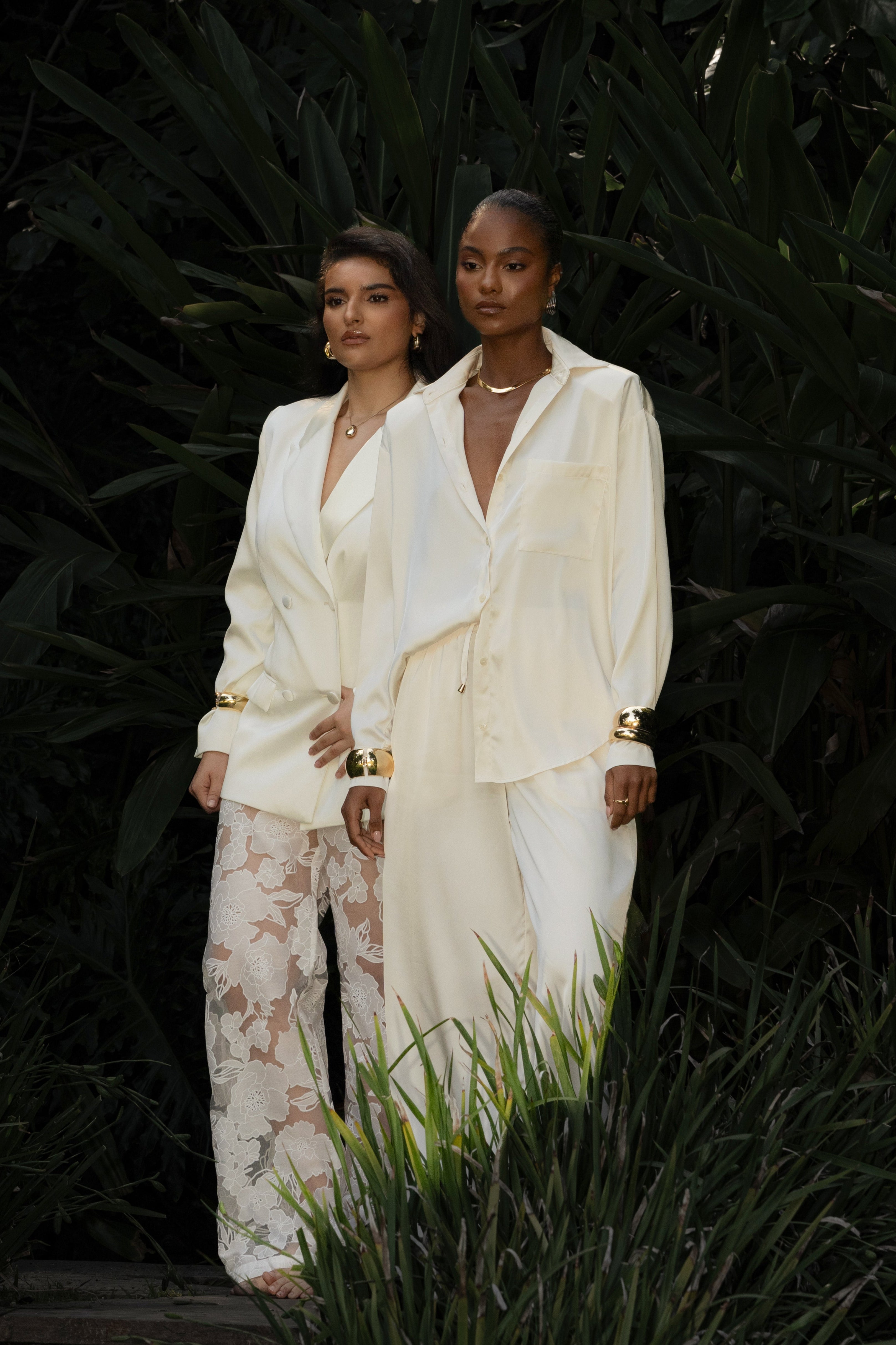 Ivory Island Ease Collared Satin Top - JLUXLABEL