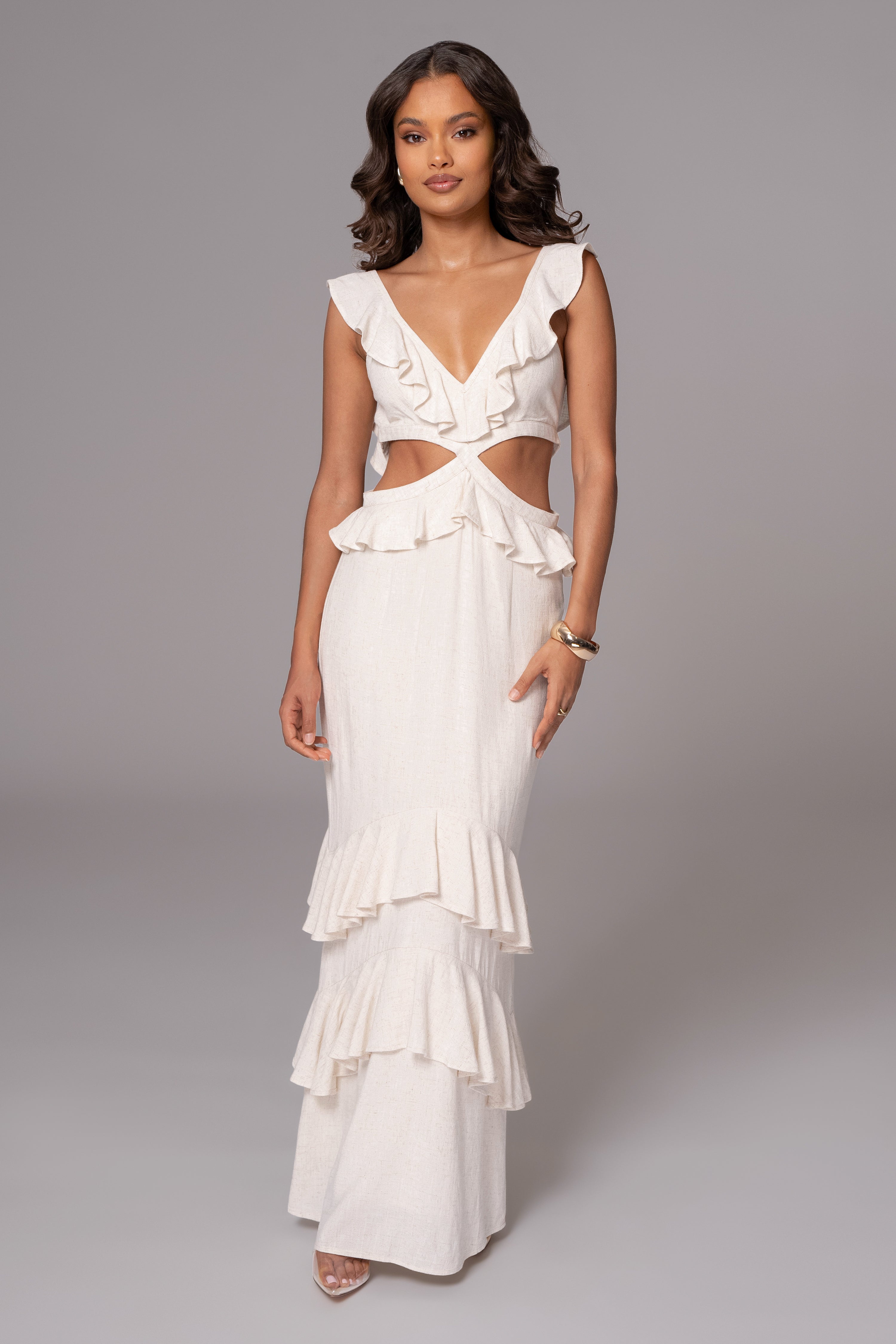 Sunshine Ruffle Linen Dress